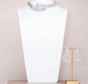 Tijara White Gold Luxury Choker Necklace & Earring Set By Jaipur Rose Luxury Indian Jewelry Onli