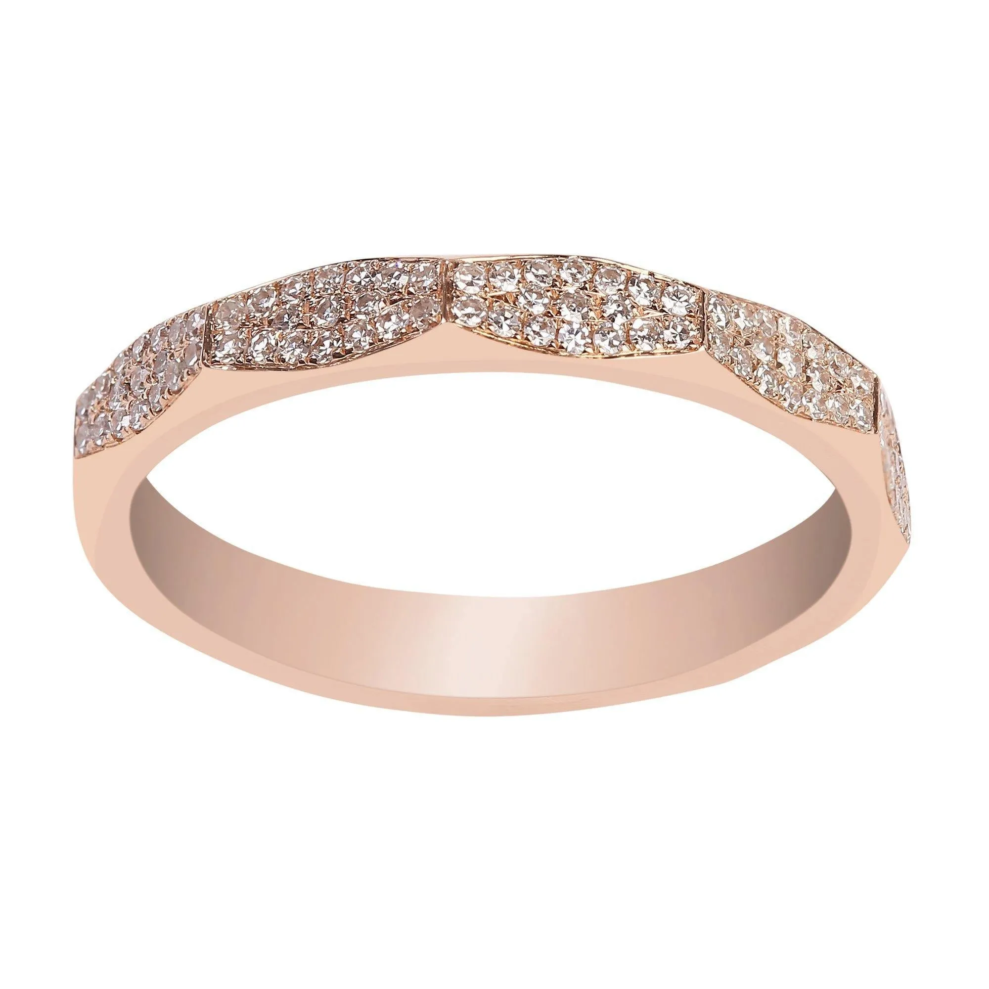 0.17CT Modern Diamond Ring Set in 14K Rose Gold