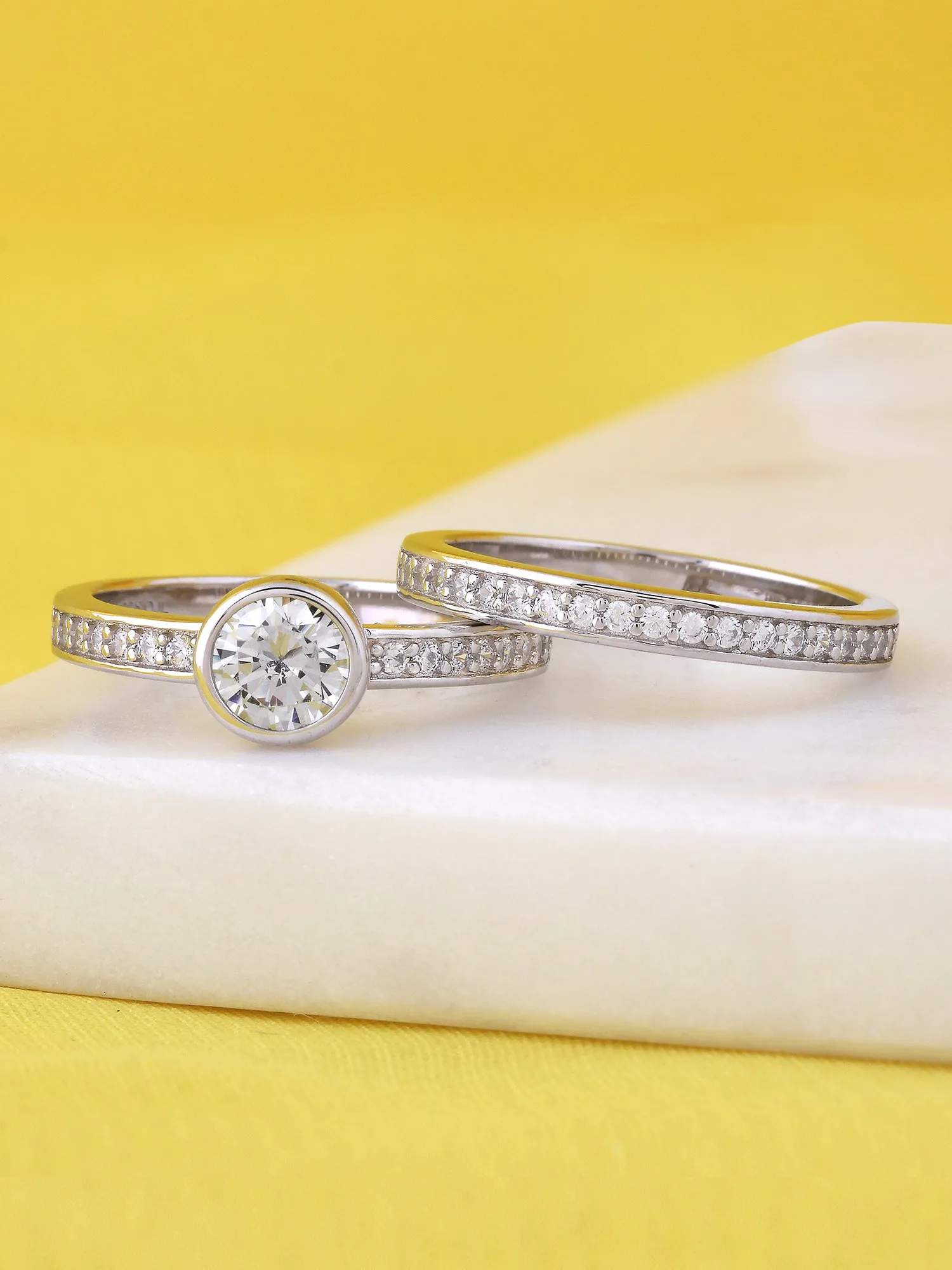 1 Carat American Diamond Solitaire Ring With A Band