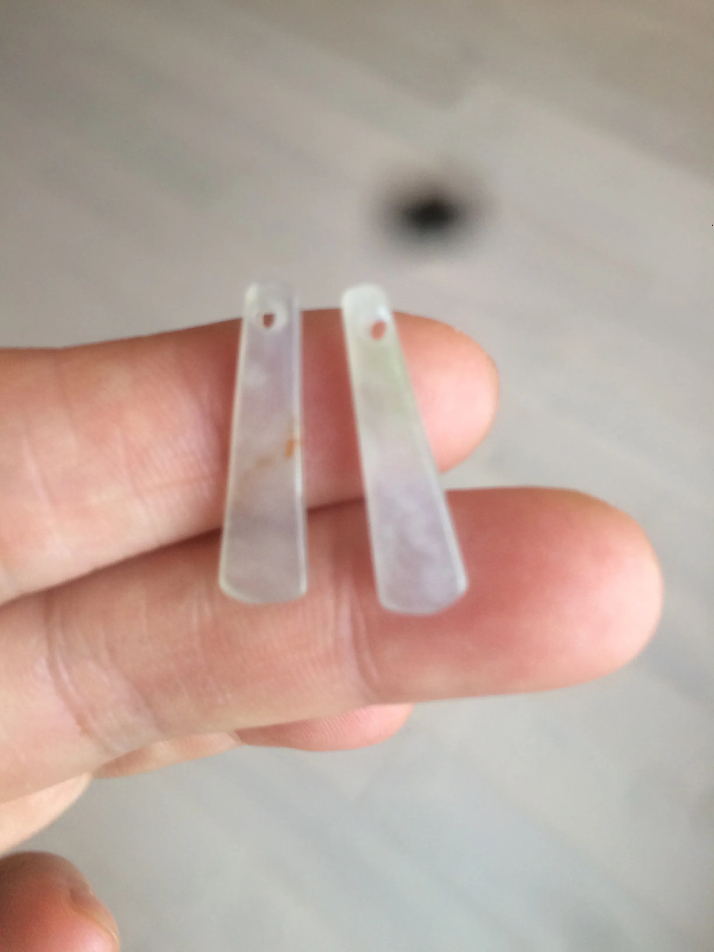 100% Natural icy watery green Misty rain (烟雨江南) safe and sound dangling jadeite Jade earring C22