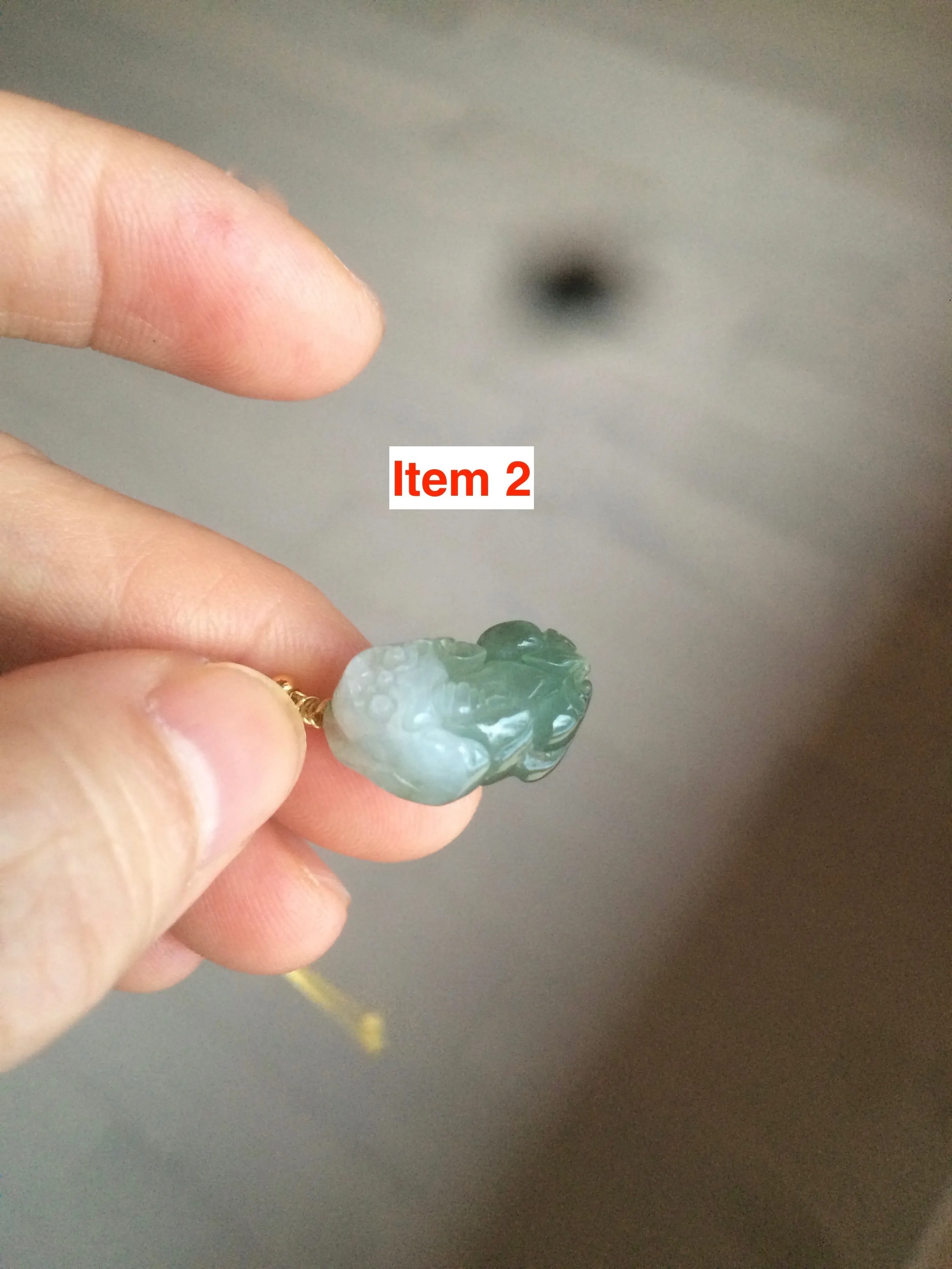 100% natural type A icy watery jadeite jade green/white 3D PiXiu(貔貅) pendant necklace C30