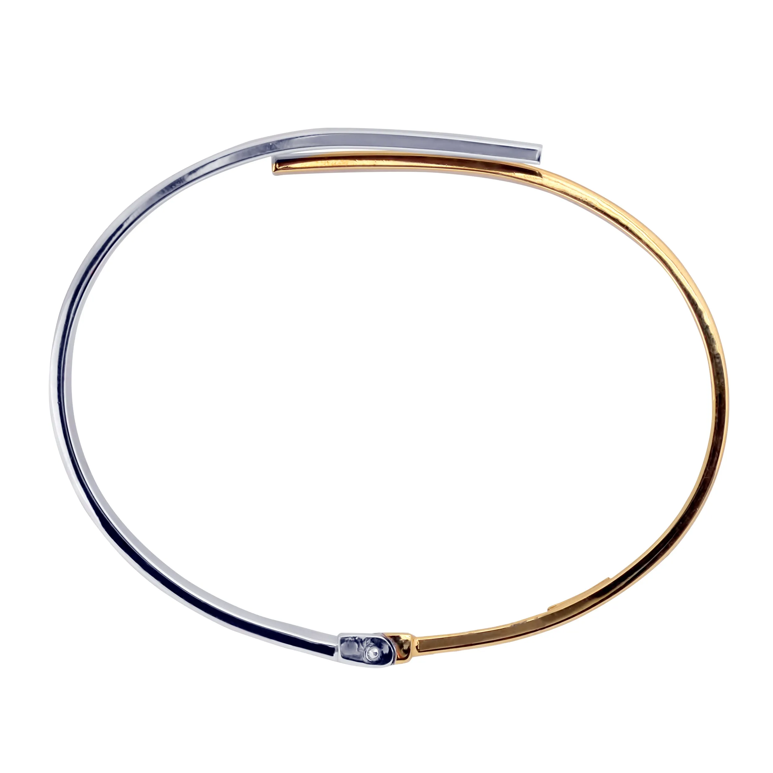 10k Yellow And White Gold Bypass Women's Bangle Bracelet, 7