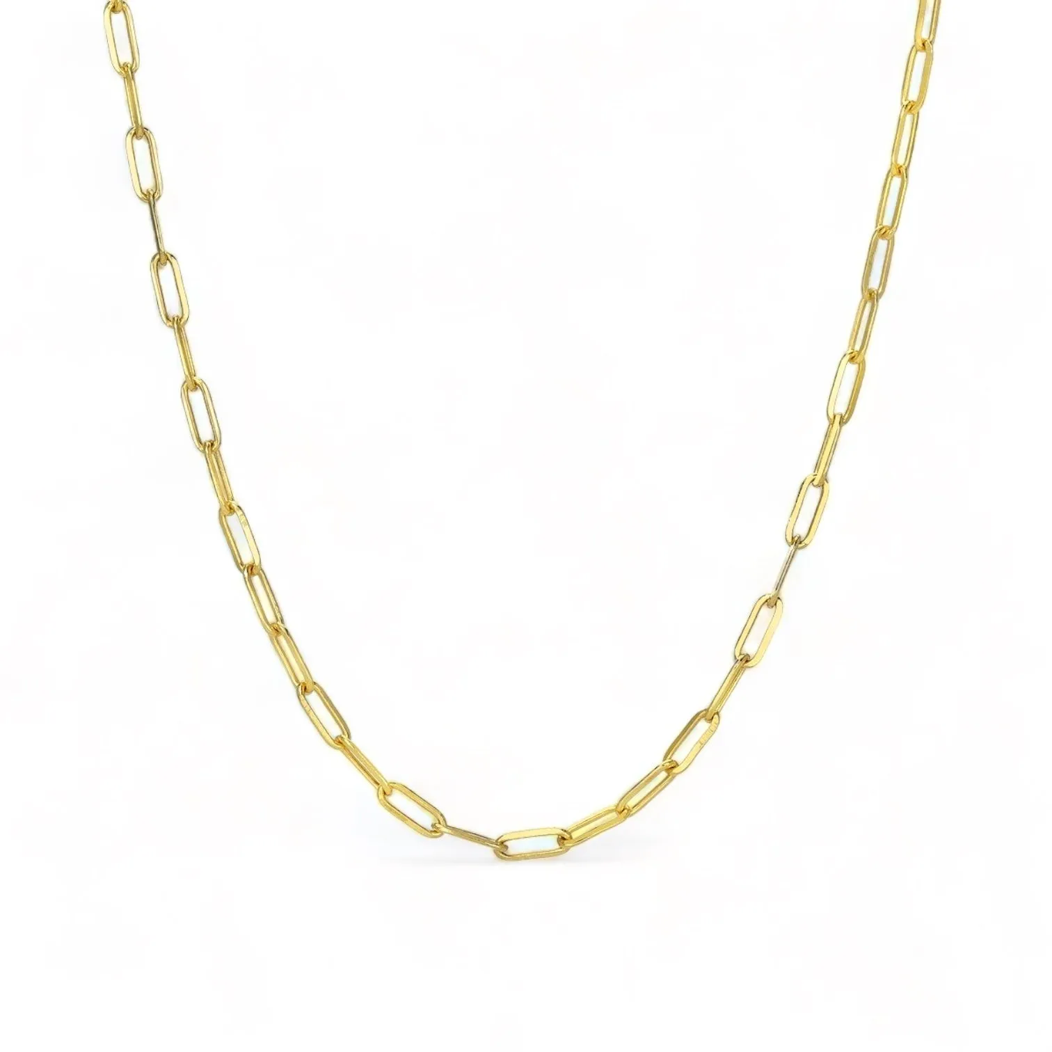 10K yellow gold paper clip choker Italy crafted-7680