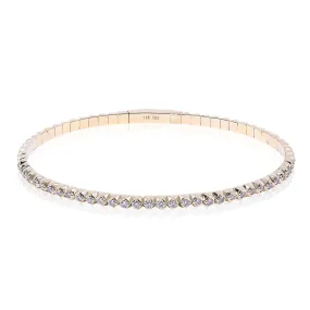 14K YELLOW GOLD DIAMOND FLEXIBLE BANGLE BRACELET - 0.89CTW