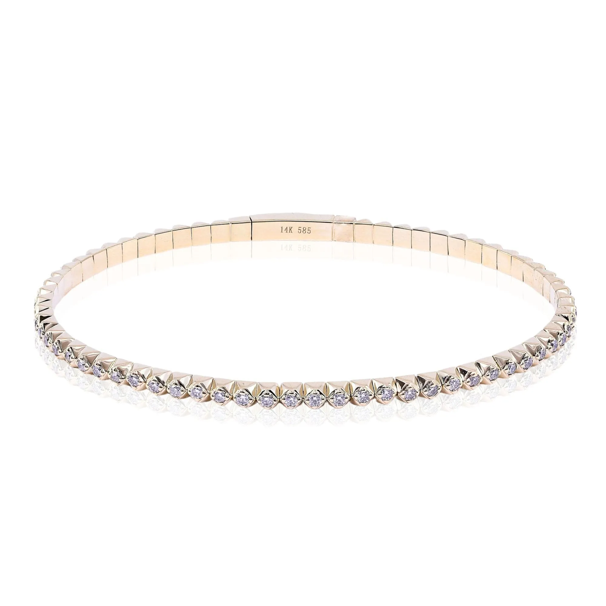 14K YELLOW GOLD DIAMOND FLEXIBLE BANGLE BRACELET - 0.89CTW