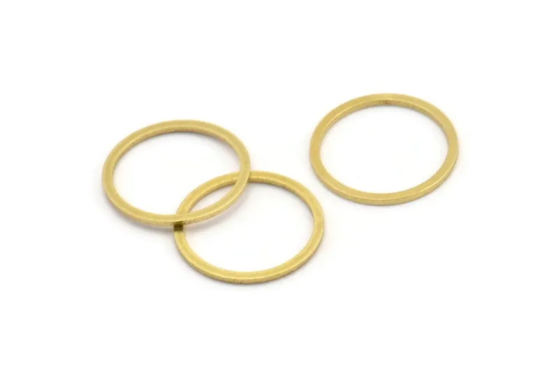 15mm Circle Connectors, 50 Raw Brass Circle Connectors (15x0.80mm) A3346