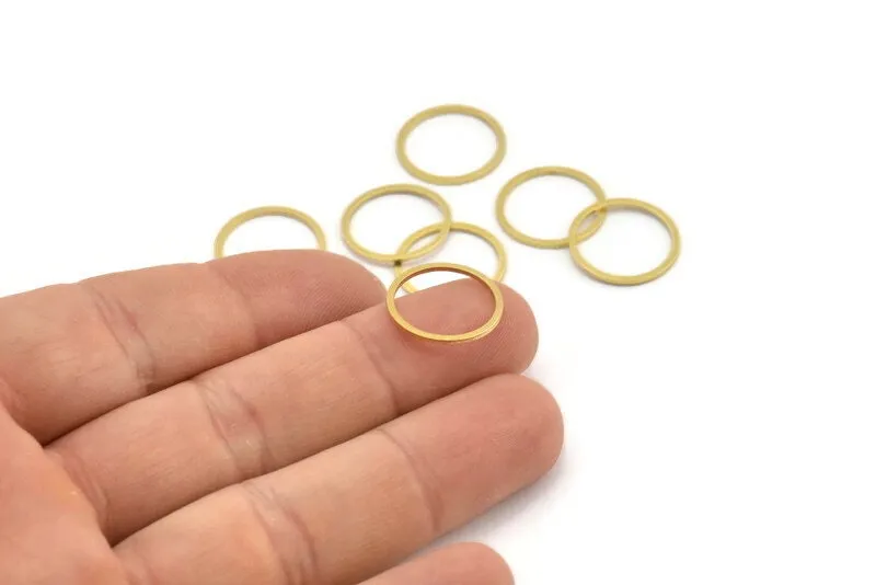 15mm Circle Connectors, 50 Raw Brass Circle Connectors (15x0.80mm) A3346