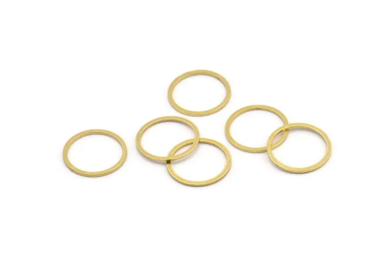 15mm Circle Connectors, 50 Raw Brass Circle Connectors (15x0.80mm) A3346