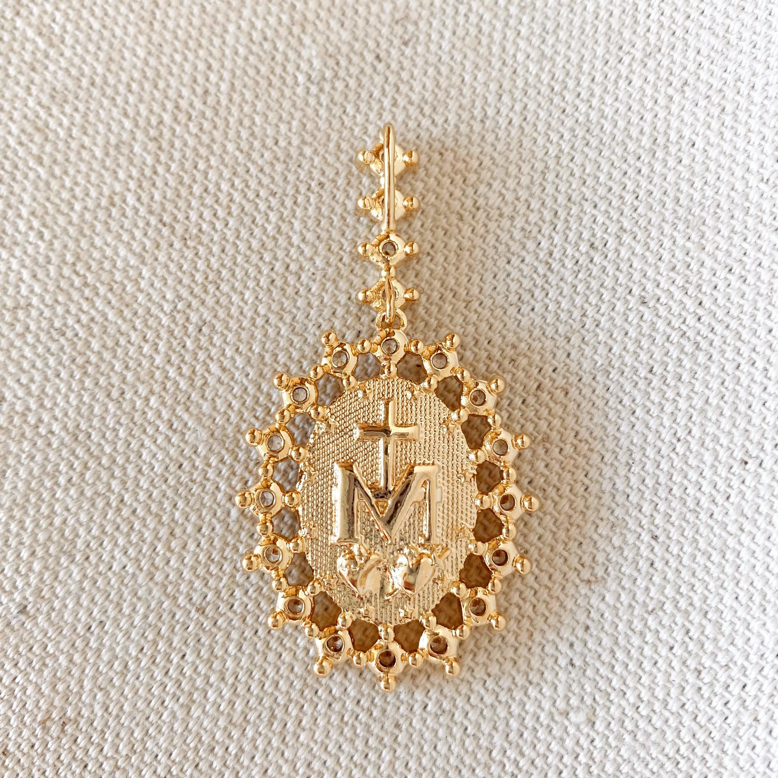 18k Gold Filled Double Sided Lady Mother of Grace Pendant