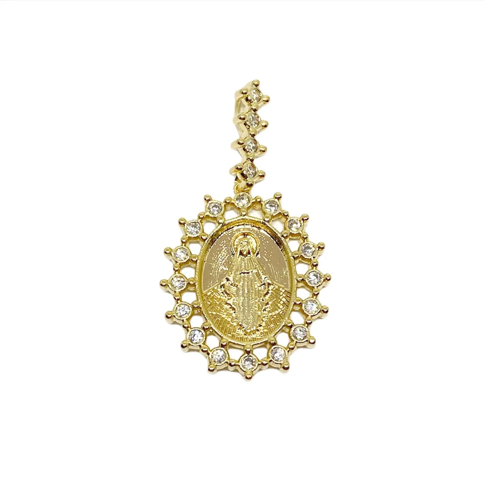 18k Gold Filled Double Sided Lady Mother of Grace Pendant