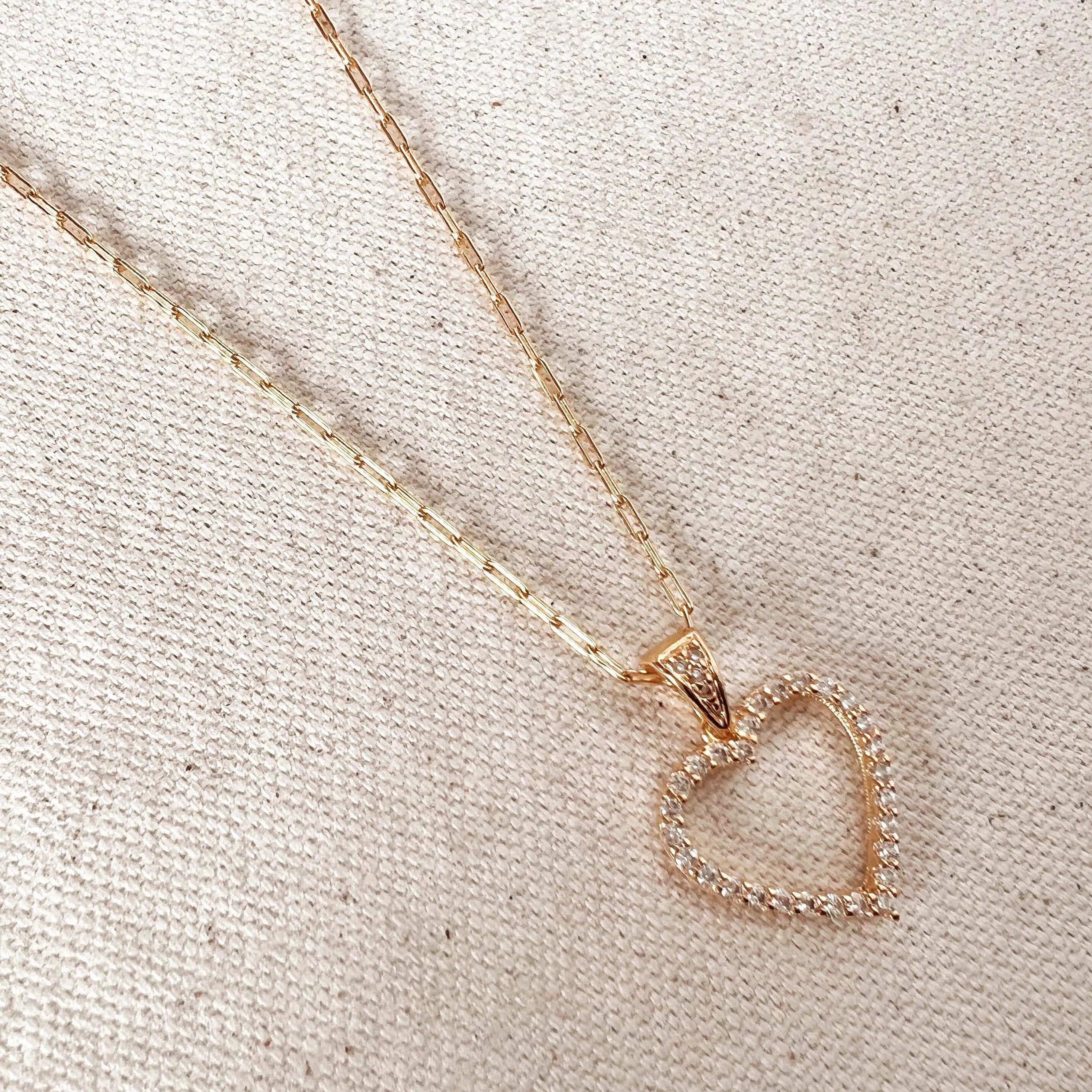 18k Gold filled Stoned Heart Necklace