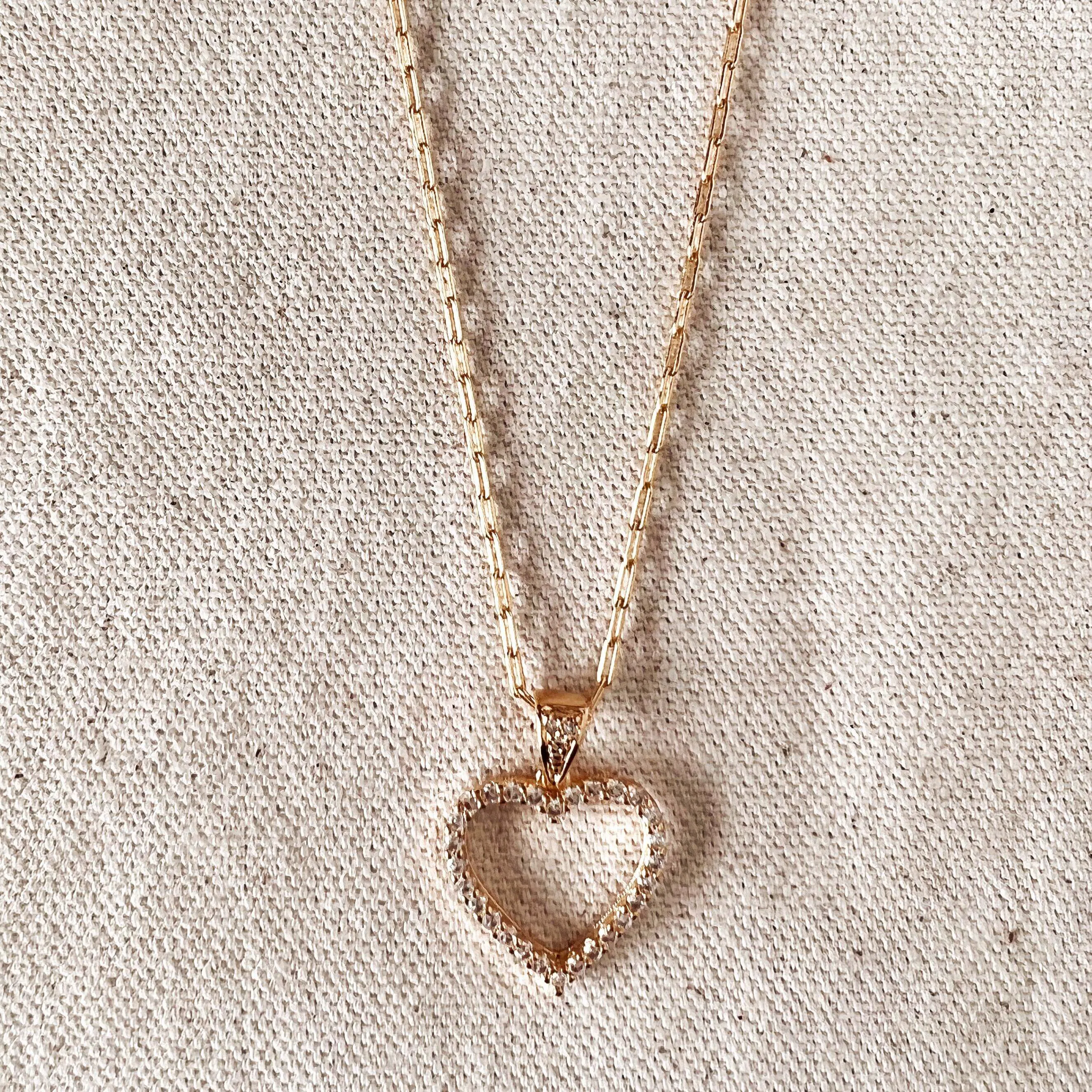 18k Gold filled Stoned Heart Necklace