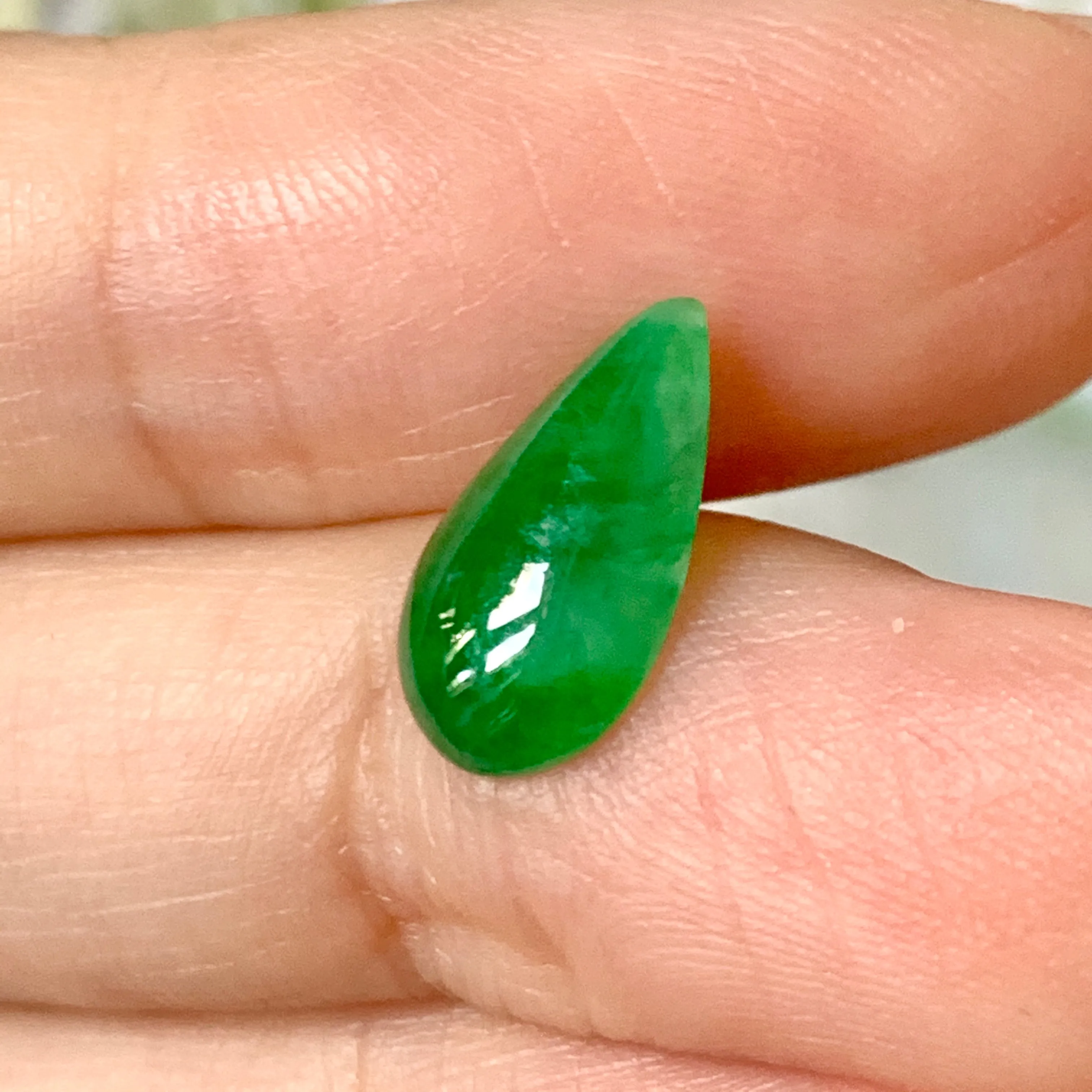 1.90ct A-Grade Natural Imperial Green Jadeite Pear Shaped Piece No.130265