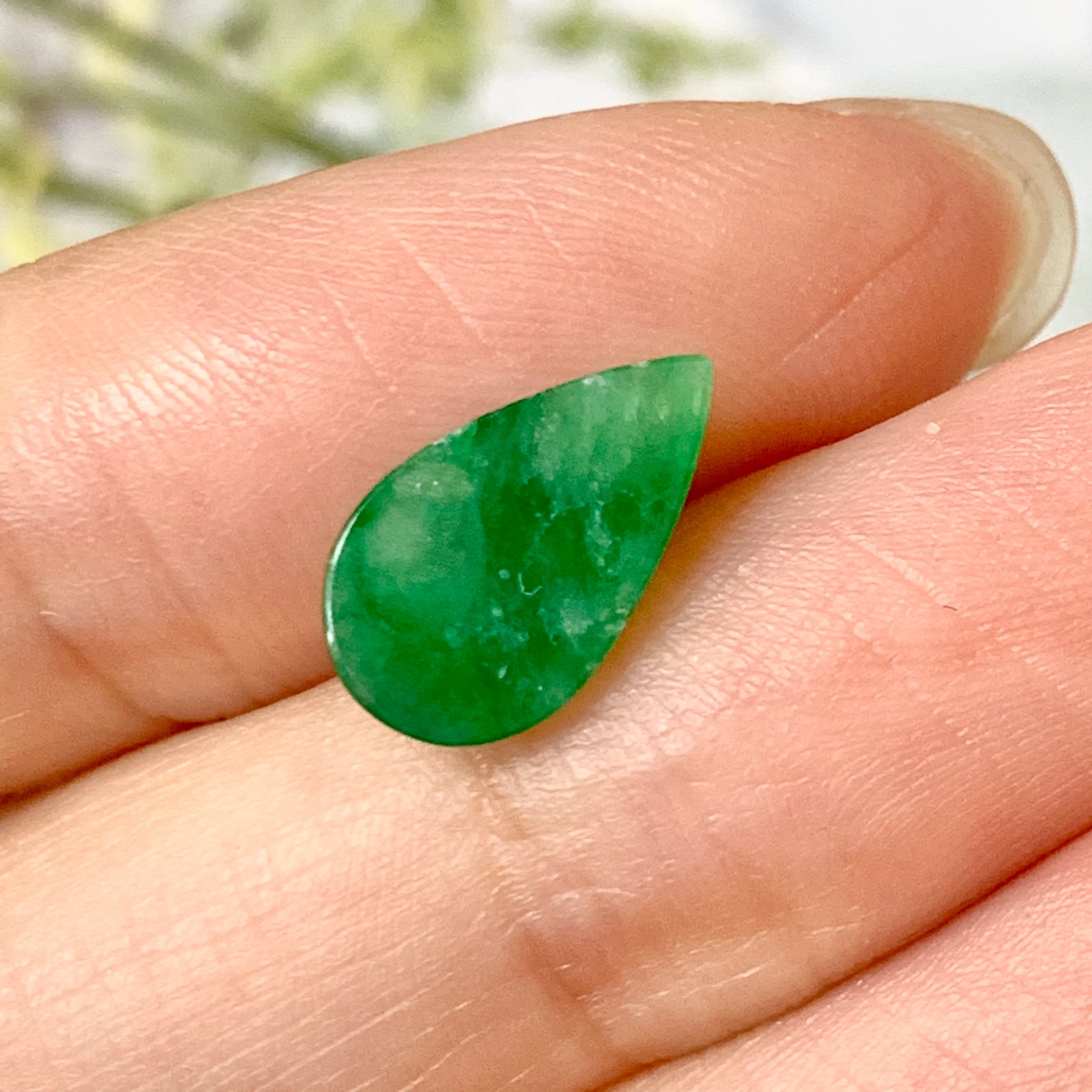 1.90ct A-Grade Natural Imperial Green Jadeite Pear Shaped Piece No.130265