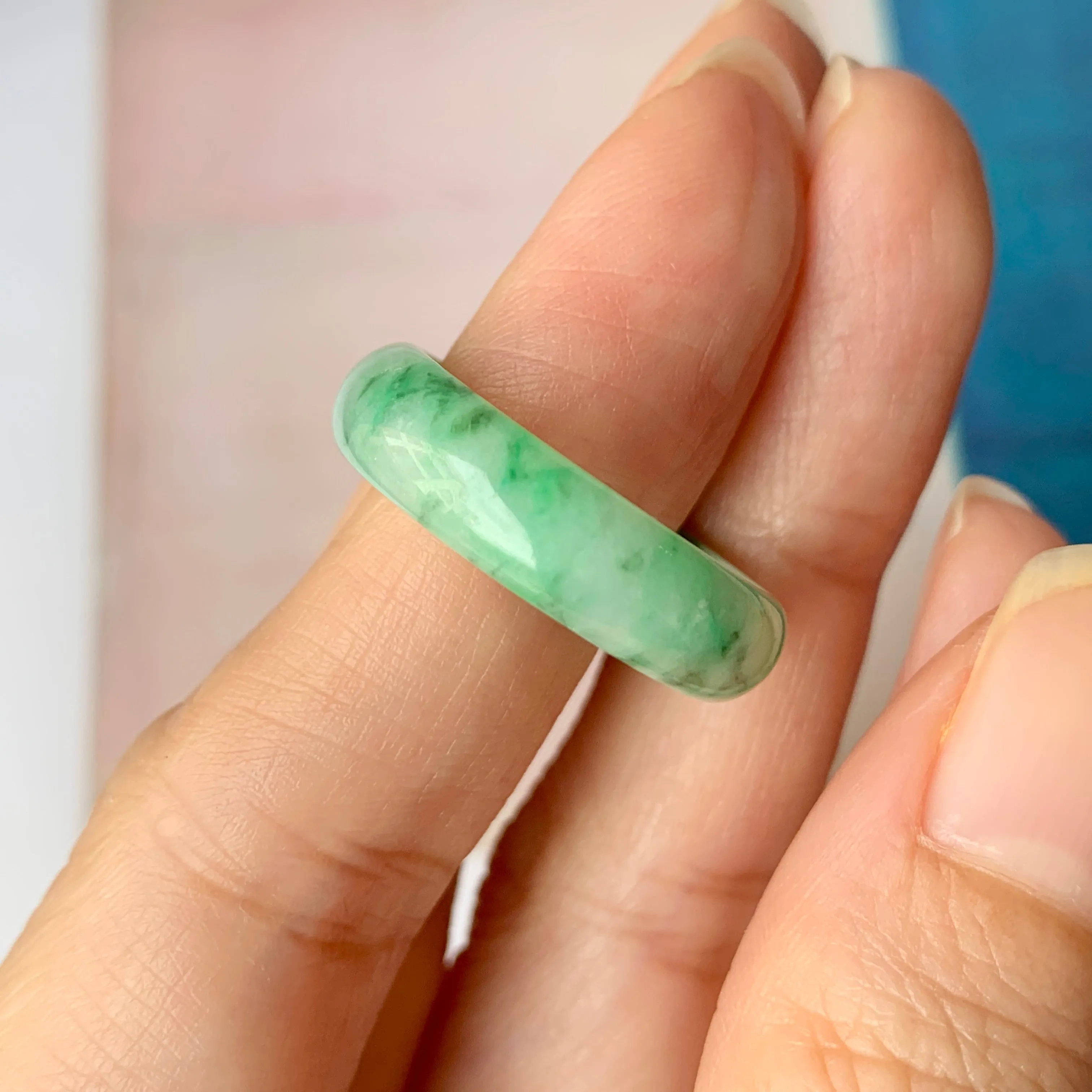 19.3mm A-Grade Natural Jadeite Bespoke Joseon Ring (Sakura Flower) No.162084