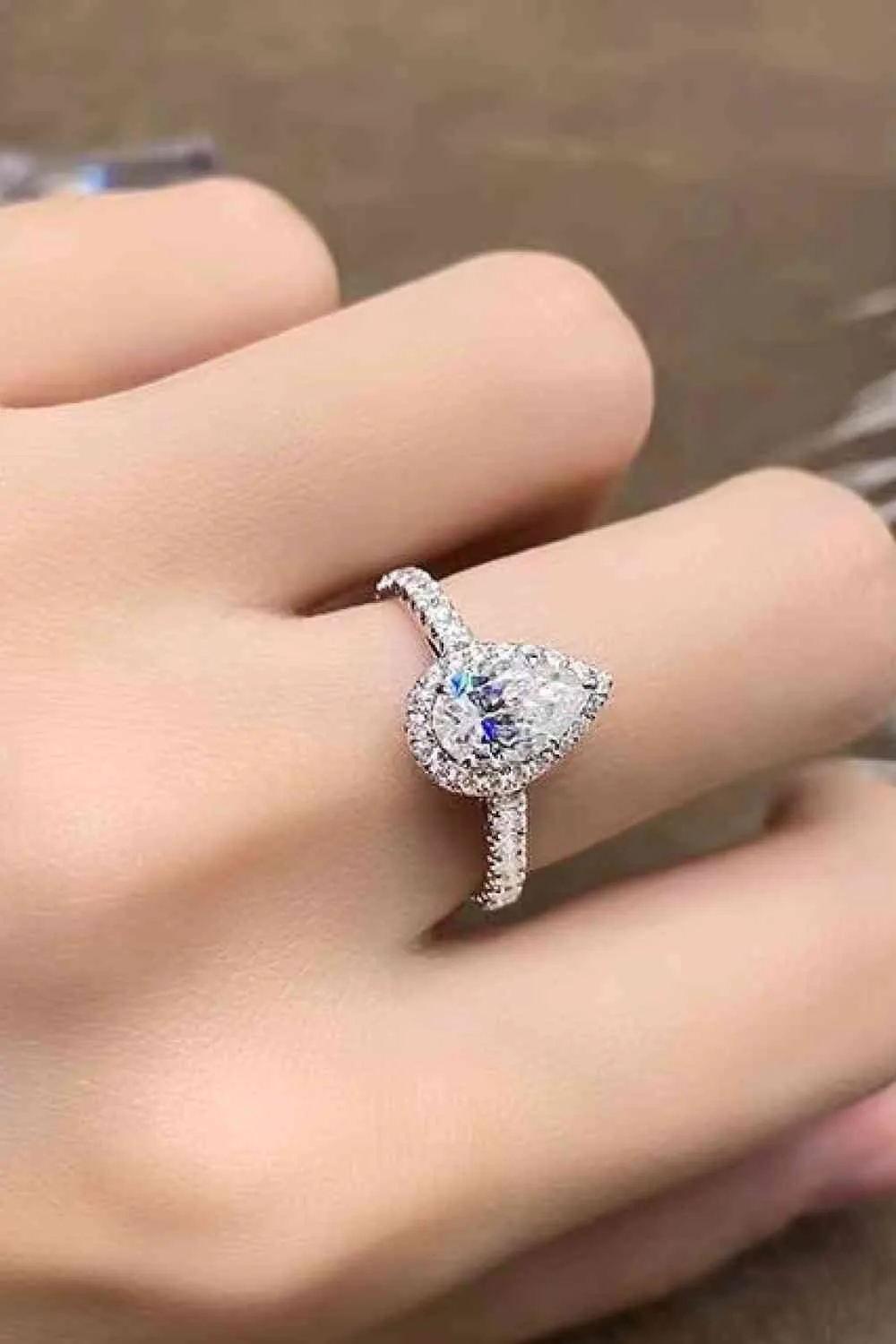 2 Carat Moissanite Teardrop Cluster Ring