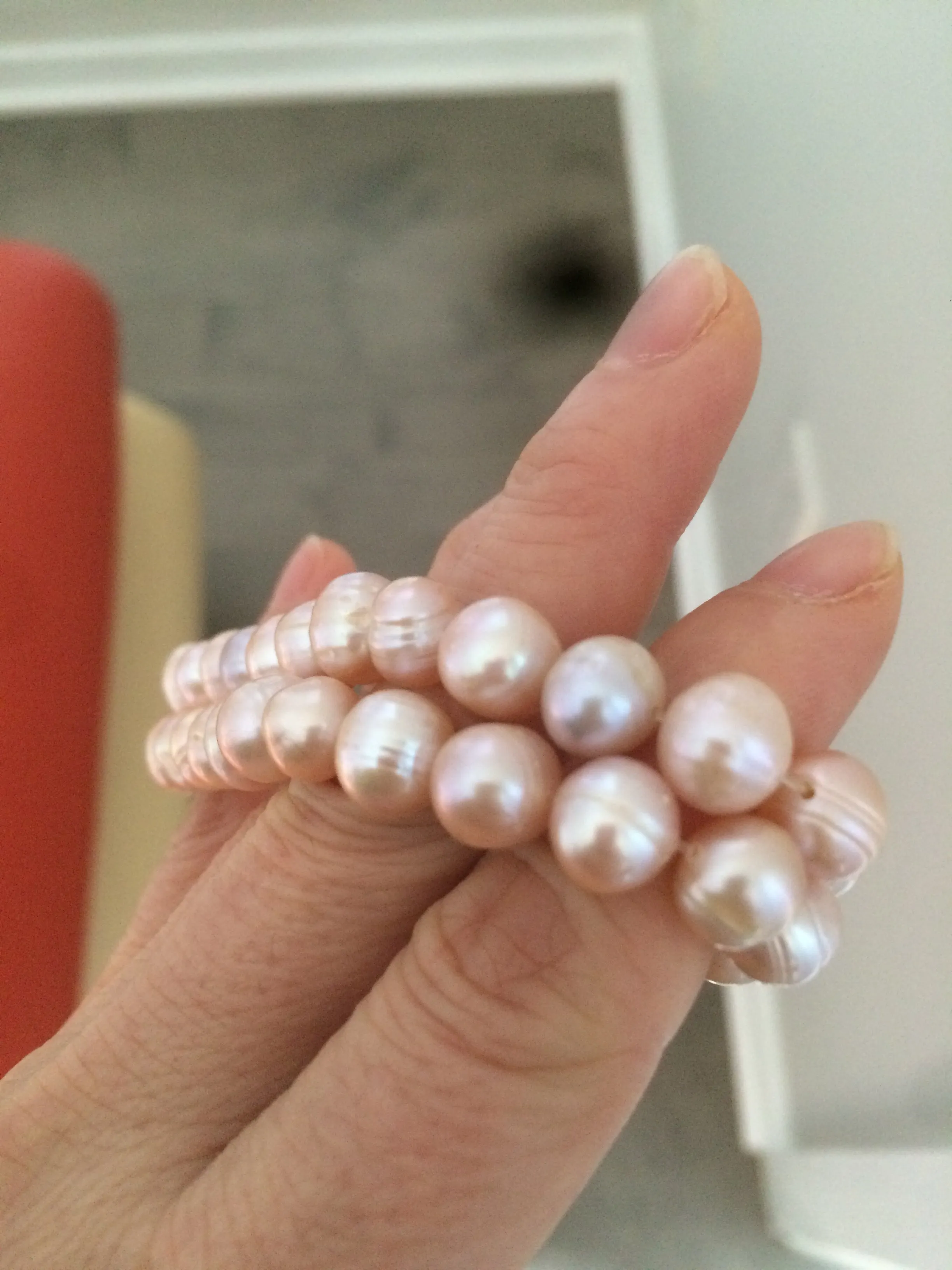 2 pieces Genuine cultured 8-8.5mm freshwater high luster reflective pink pearl bracelet PB-2