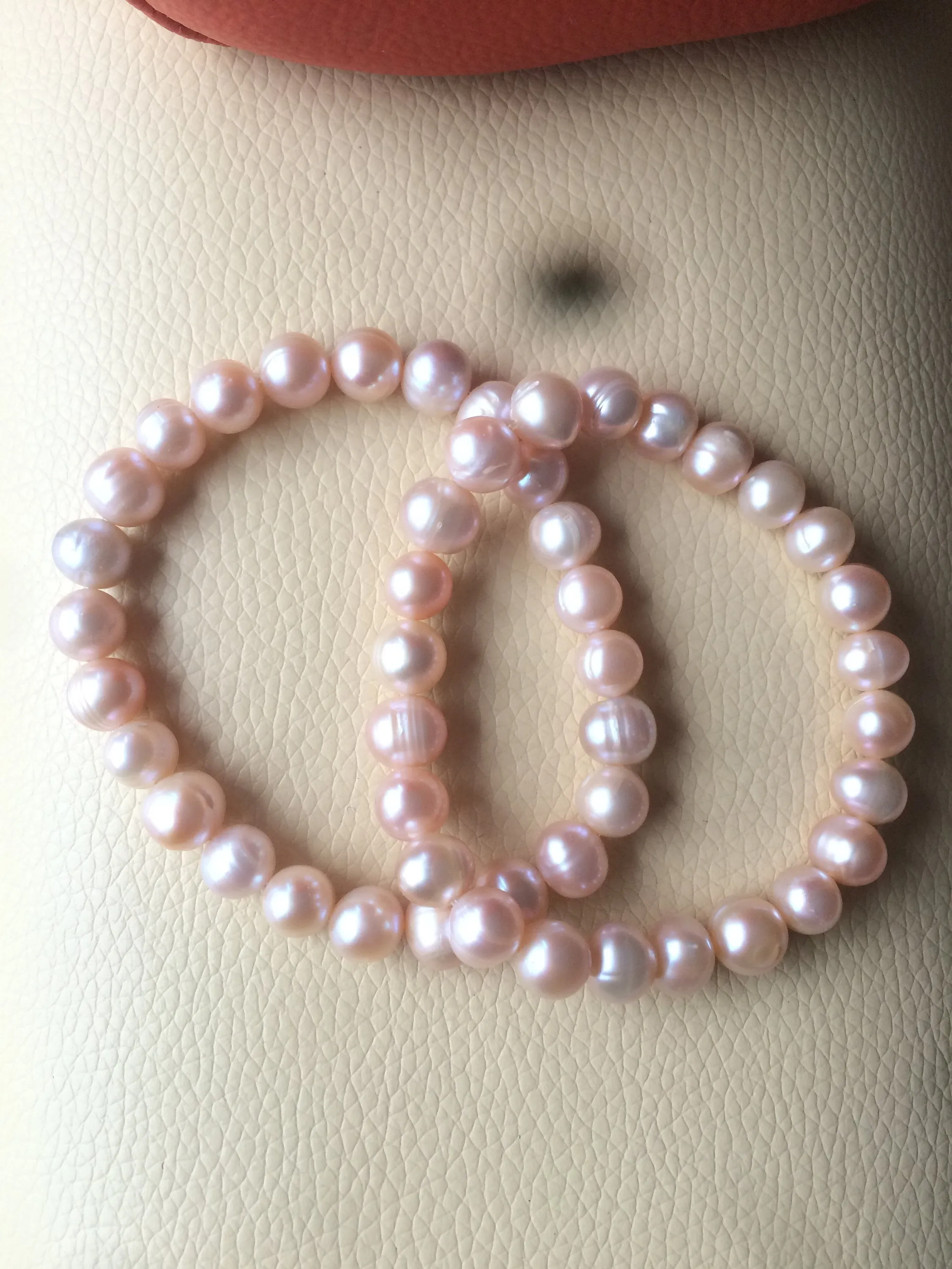 2 pieces Genuine cultured 8-8.5mm freshwater high luster reflective pink pearl bracelet PB-2