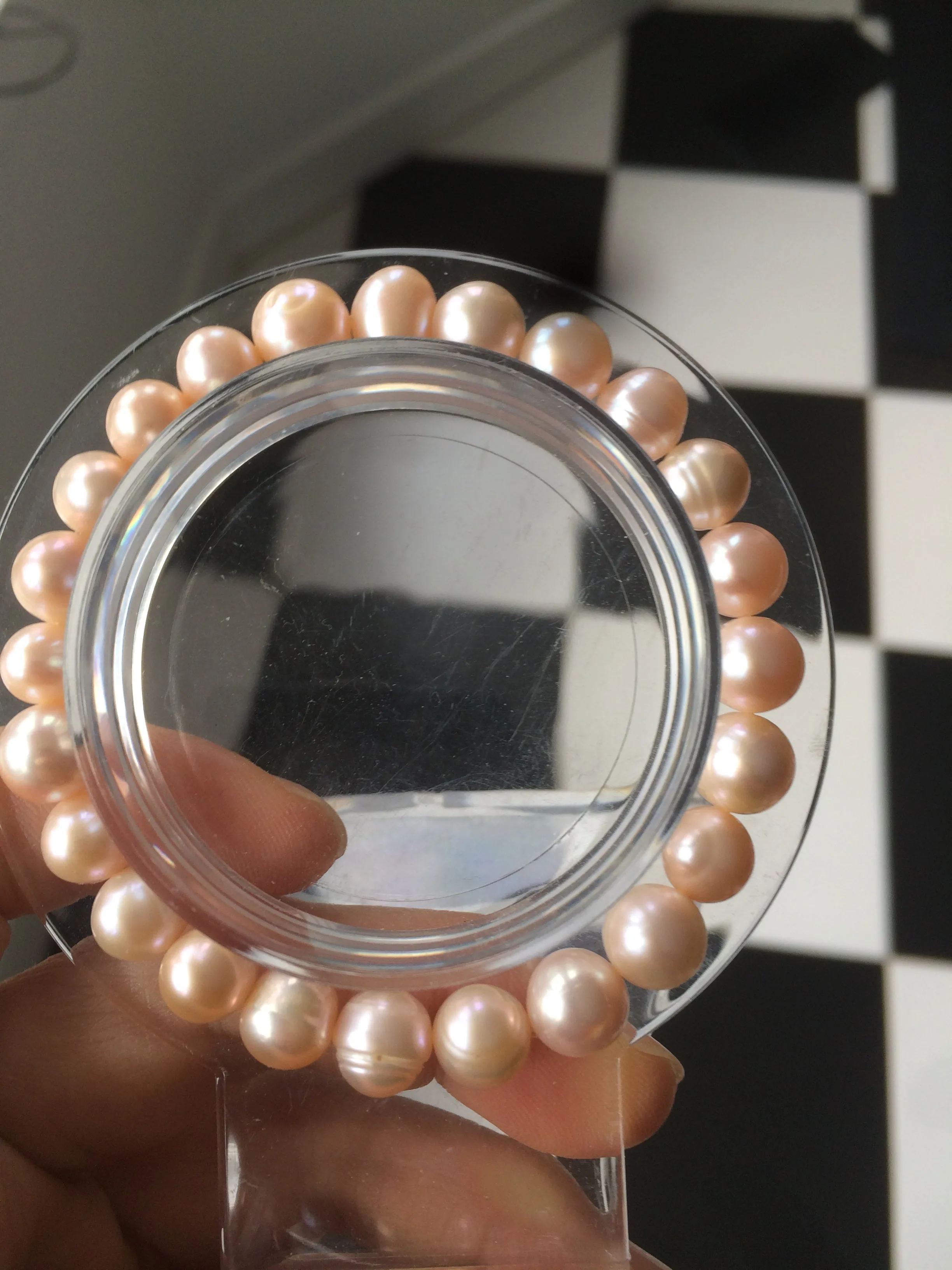 2 pieces Genuine cultured 8-8.5mm freshwater high luster reflective pink pearl bracelet PB-2