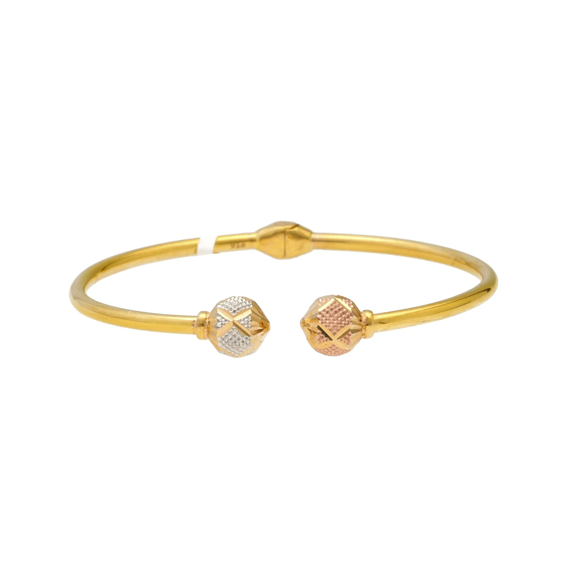 22K Multi-Tone Gold Ball Bead Open Bangle (7.7gm)