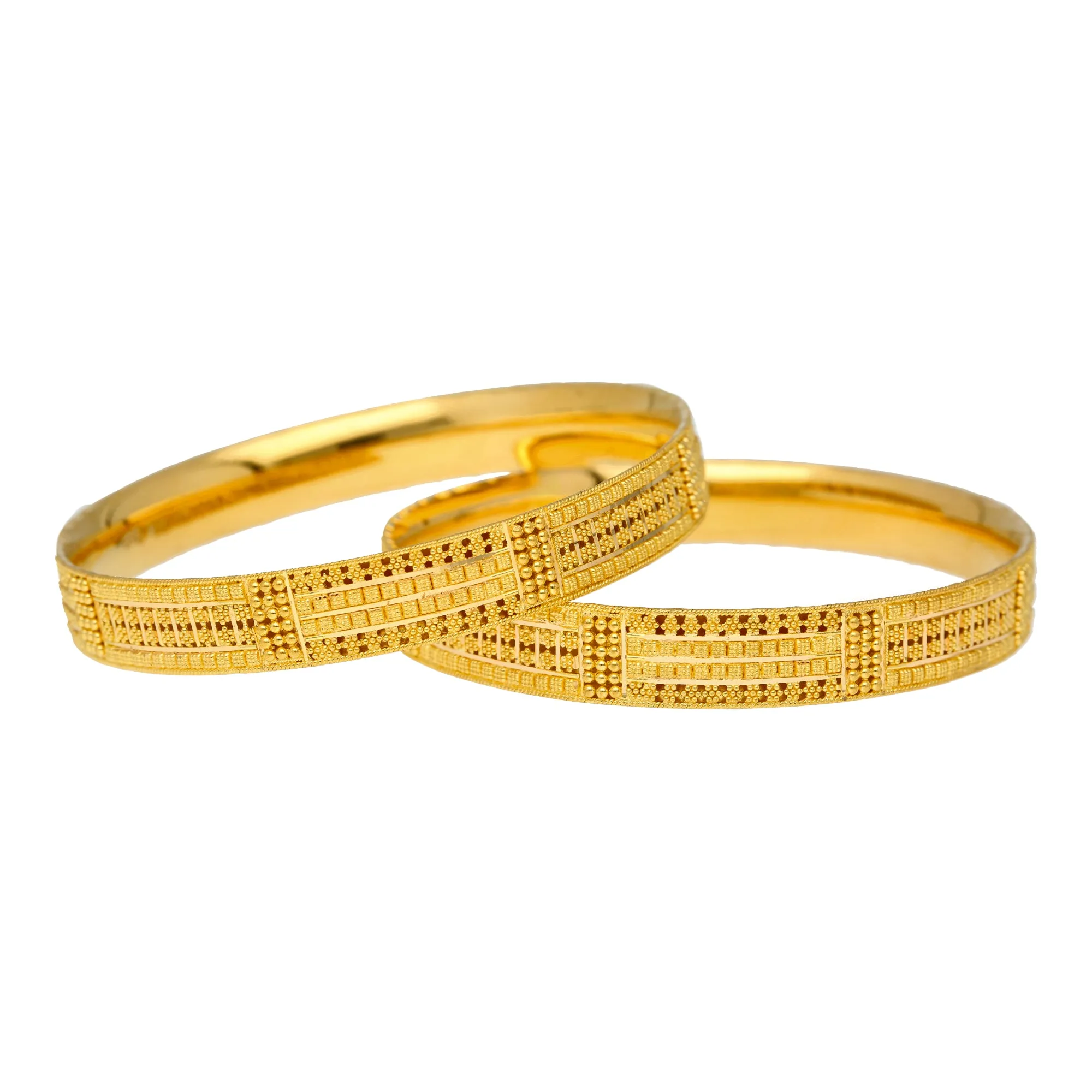 22K Yellow Gold Artisan Bangle Set of 6 (91.7 grams)