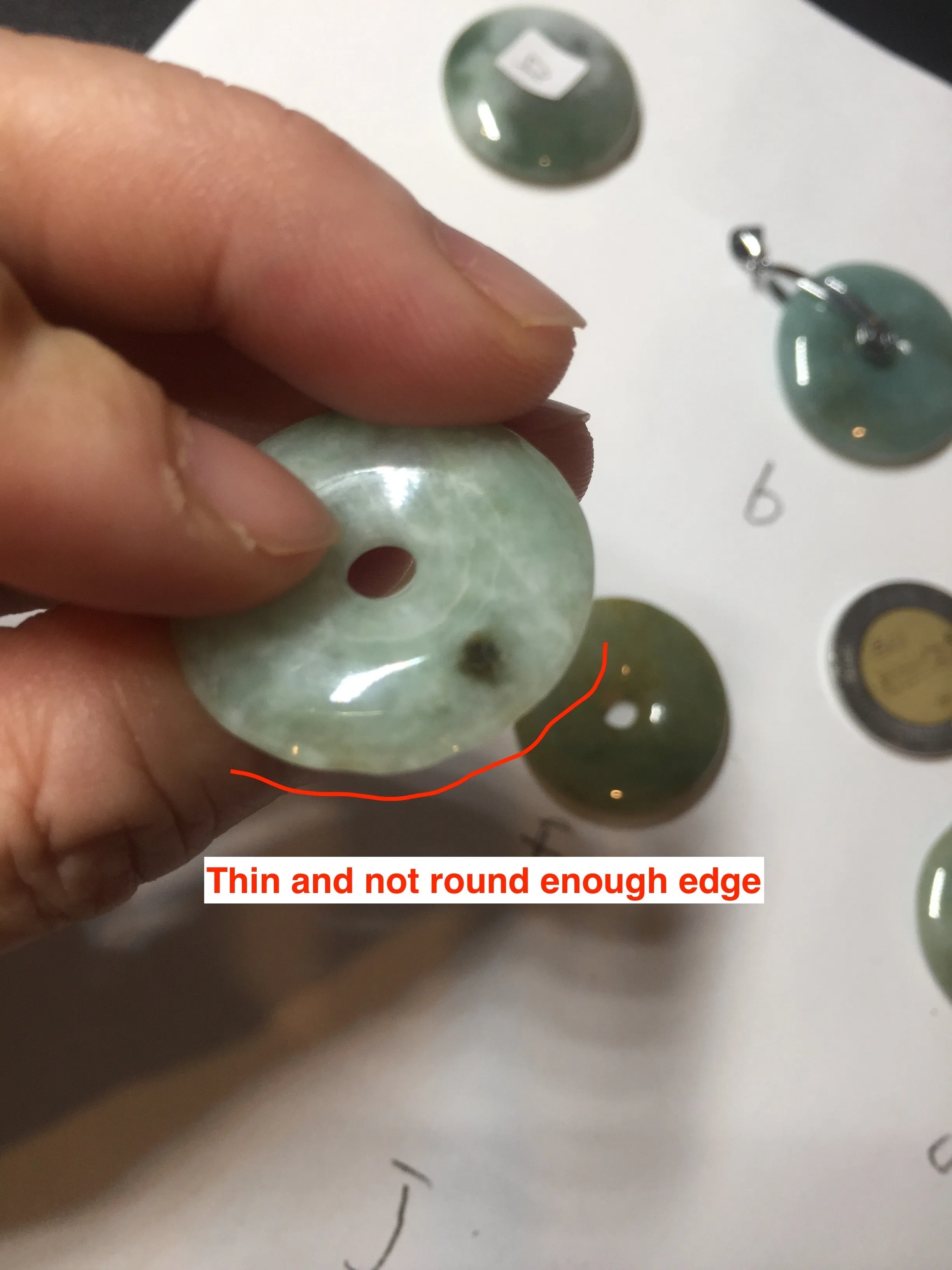 25mm 100% Natural light green/blue/gray/yellow jadeite Jade Safety Guardian Button(donut) Pendant AR101