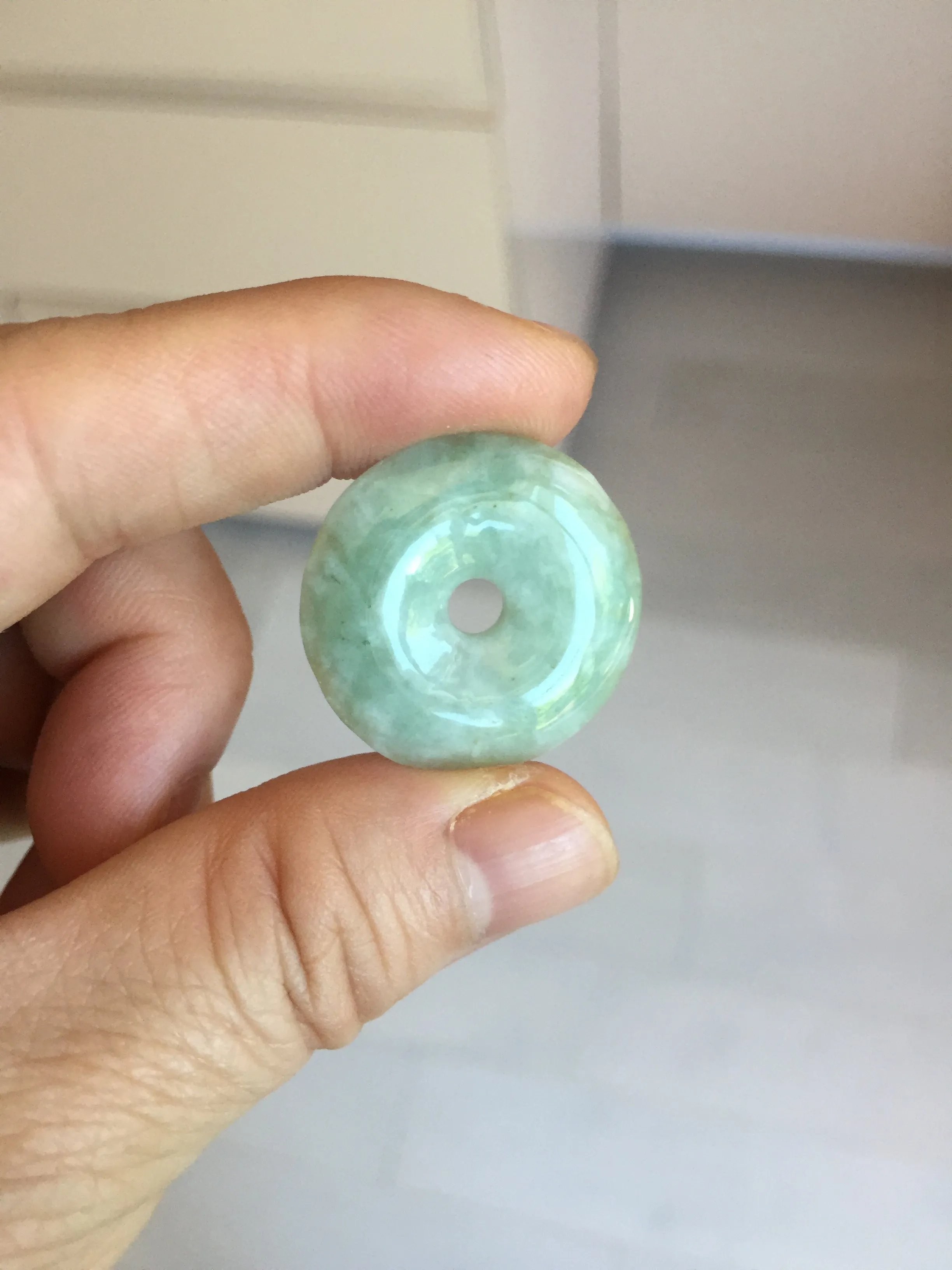 25mm 100% Natural light green/blue/gray/yellow jadeite Jade Safety Guardian Button(donut) Pendant AR101