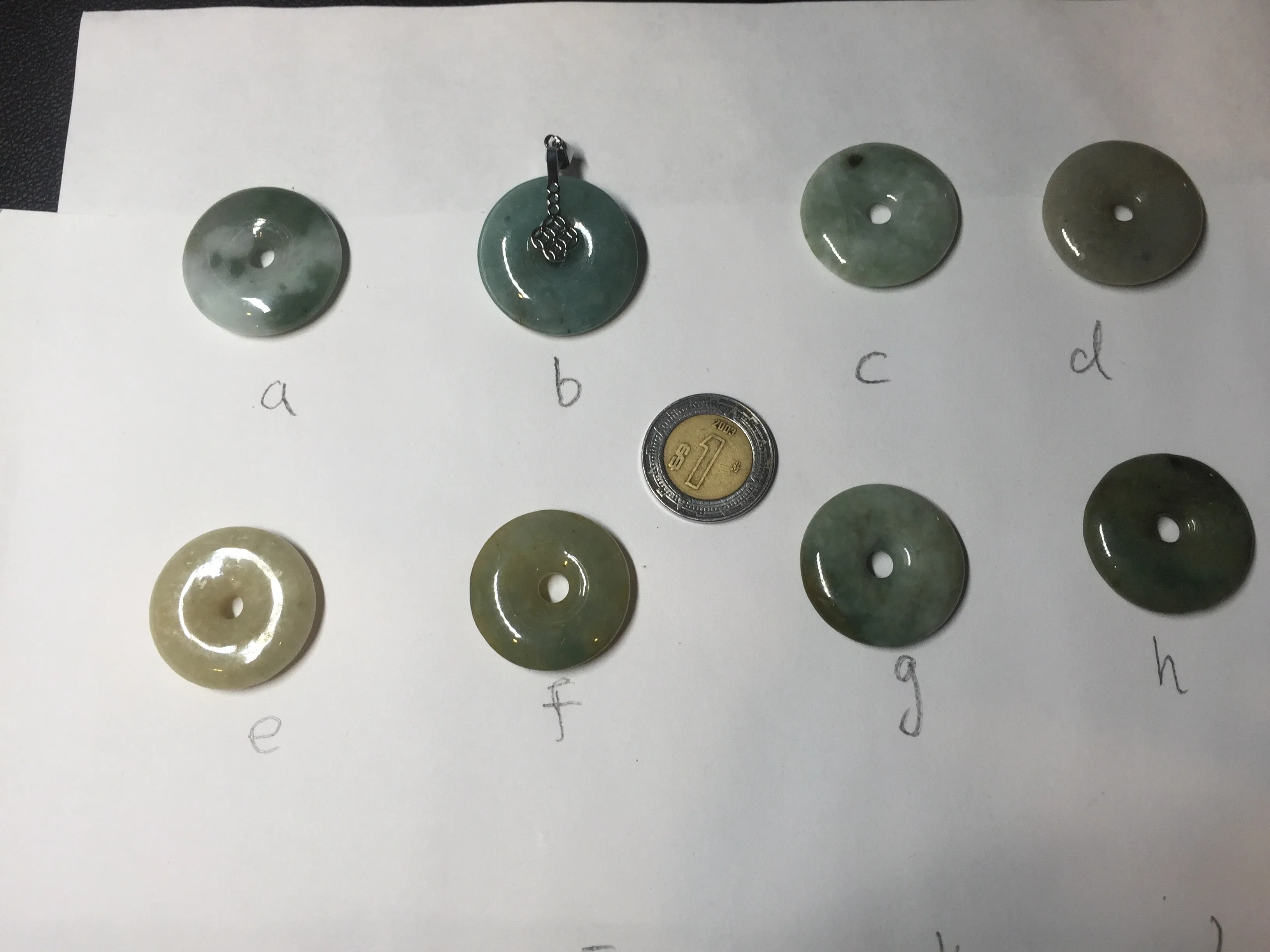 25mm 100% Natural light green/blue/gray/yellow jadeite Jade Safety Guardian Button(donut) Pendant AR101