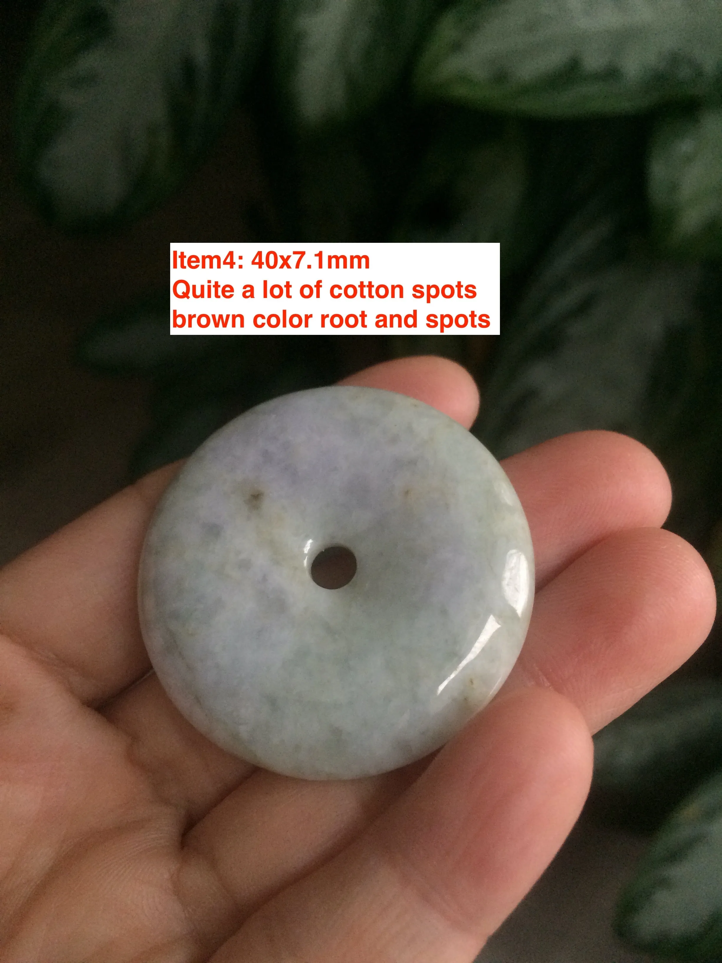 38-43mm Type A 100% Natural green/purple Jadeite Jade Safety Guardian Button donut Pendant/worry stone/car hanger group AE27