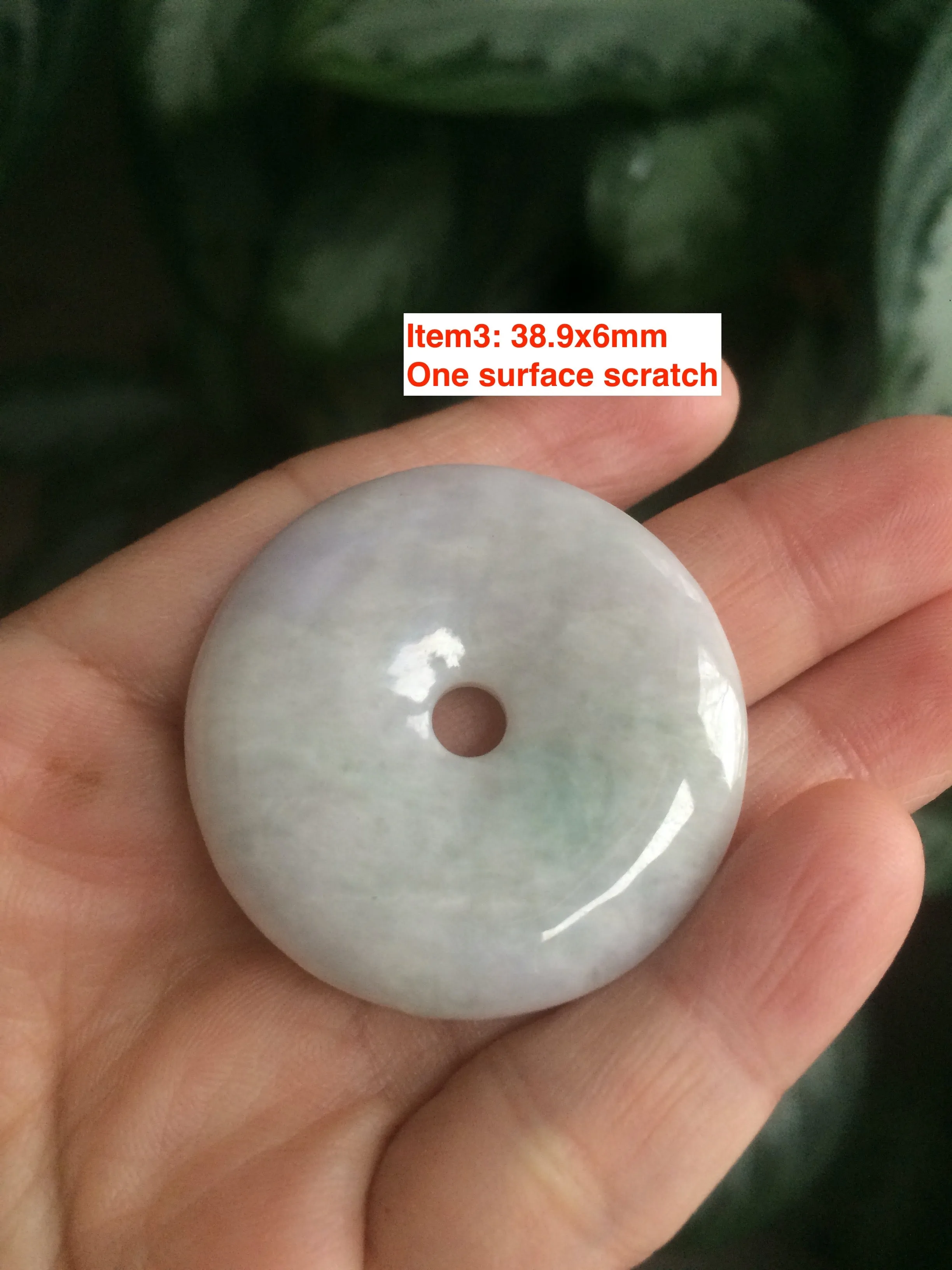 38-43mm Type A 100% Natural green/purple Jadeite Jade Safety Guardian Button donut Pendant/worry stone/car hanger group AE27