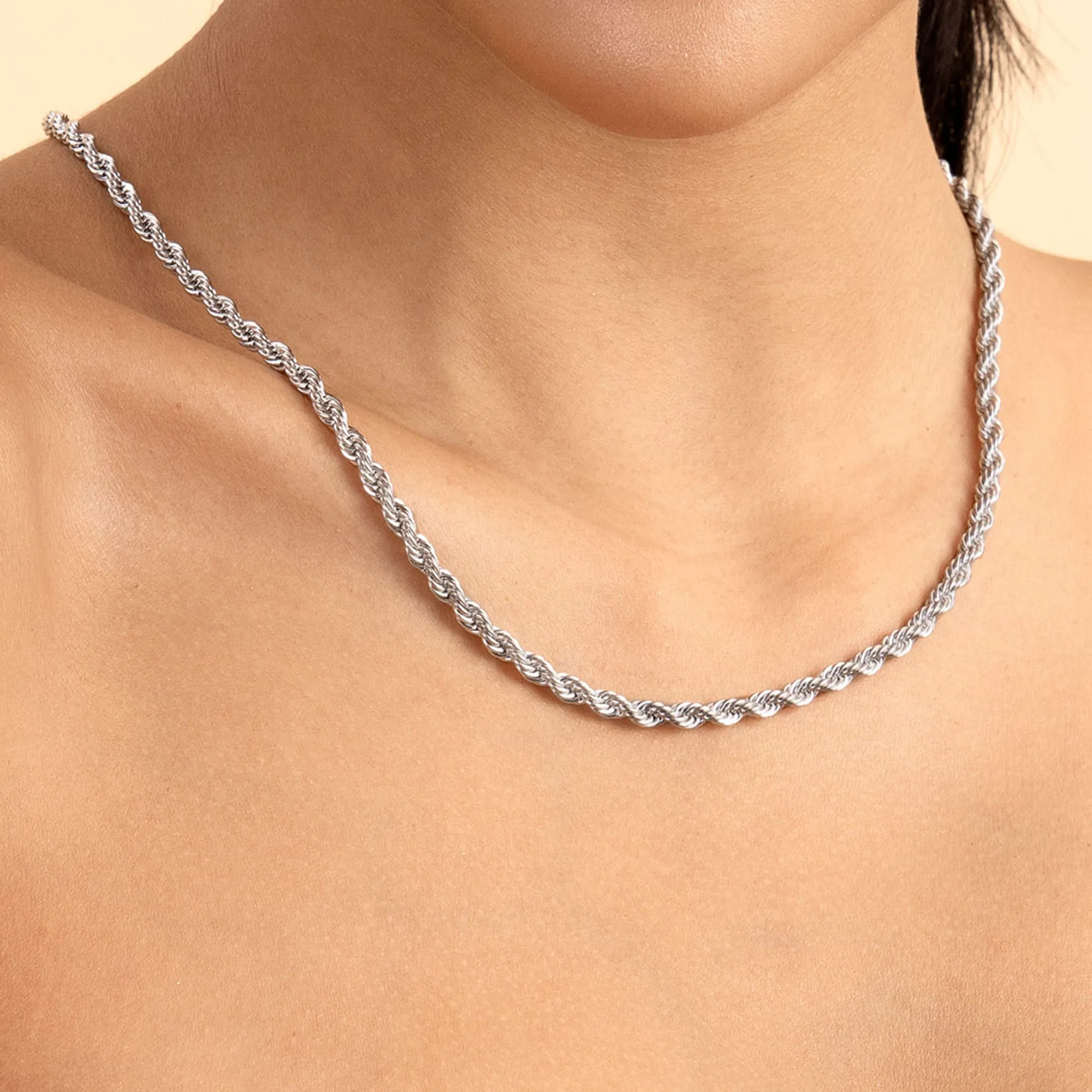 4.5mm White Gold Rope Chain