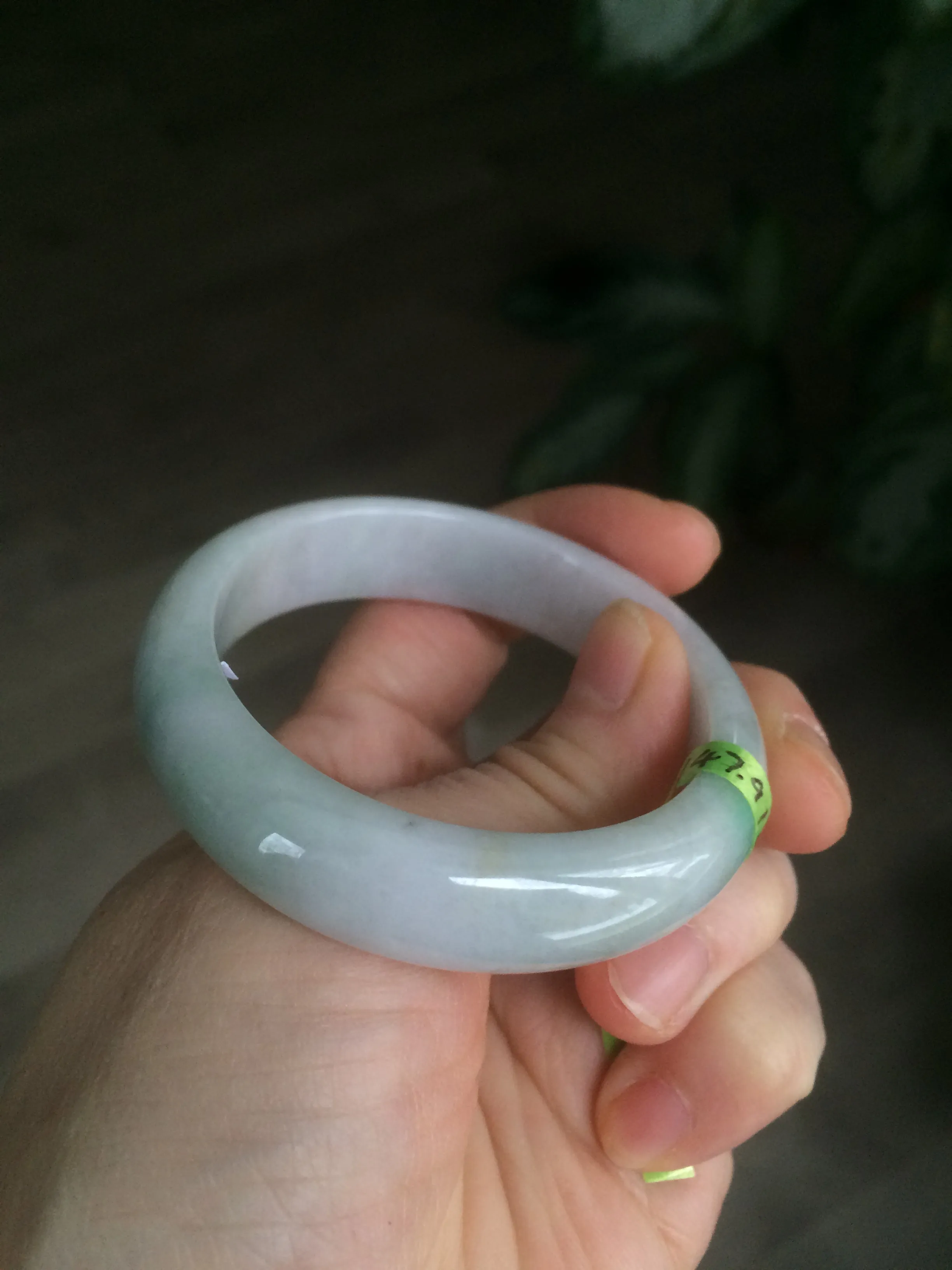 49.5mm Certified Type A 100% Natural sunny green oval Jadeite Jade bangle AJ6-5095