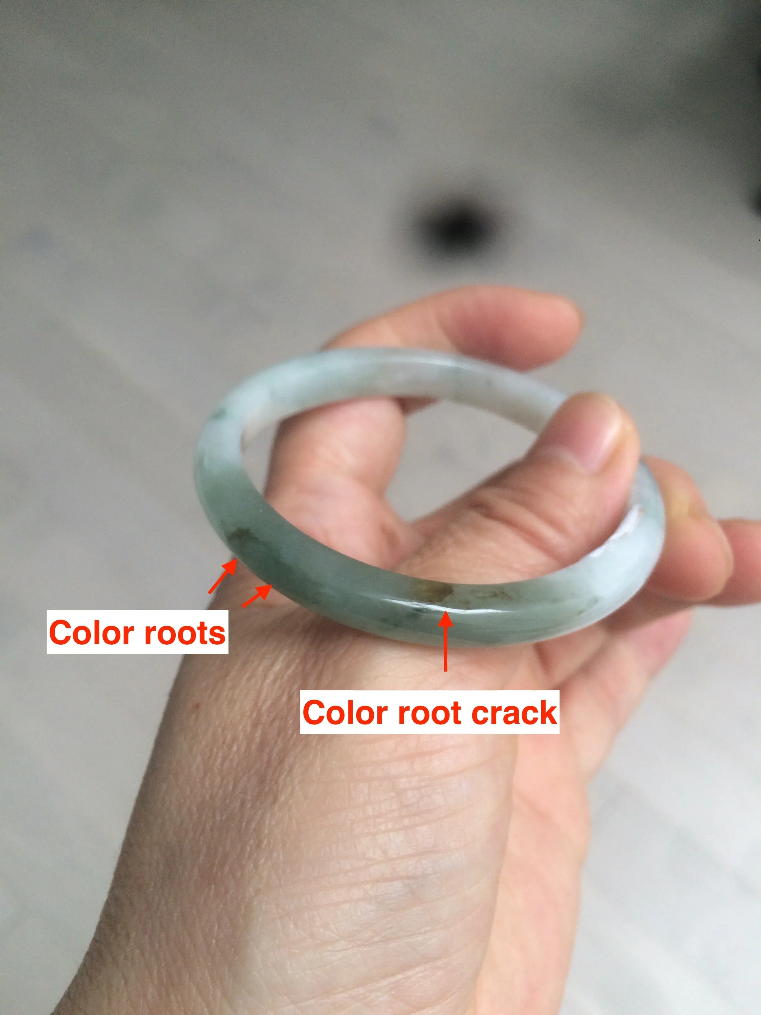 49mm certified 100% natural Type A icy watery light green/white oval jadeite jade bangle AZ44-1491