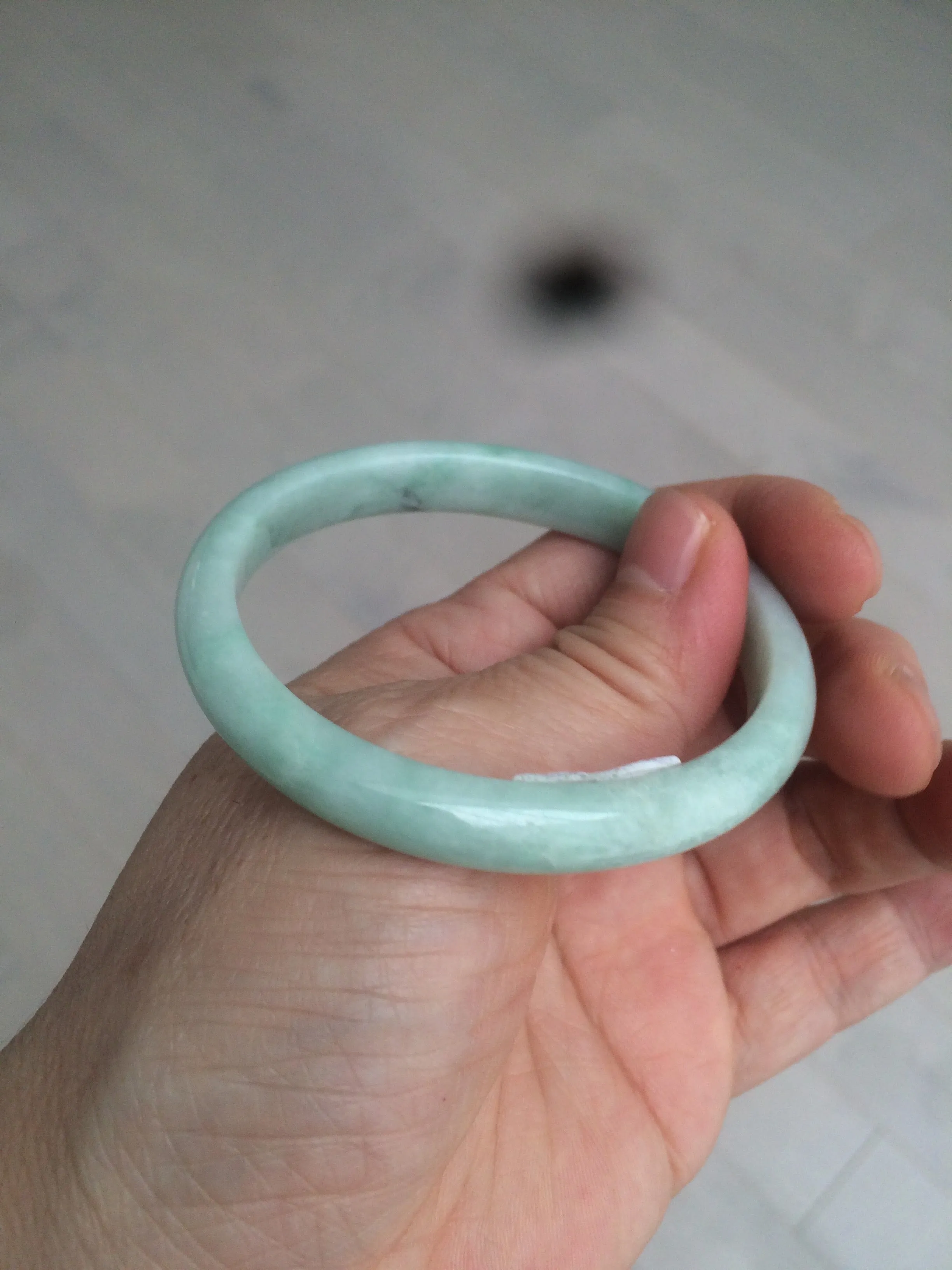 49mm certified 100% natural Type A light green/white oval jadeite jade bangle BG28-5445