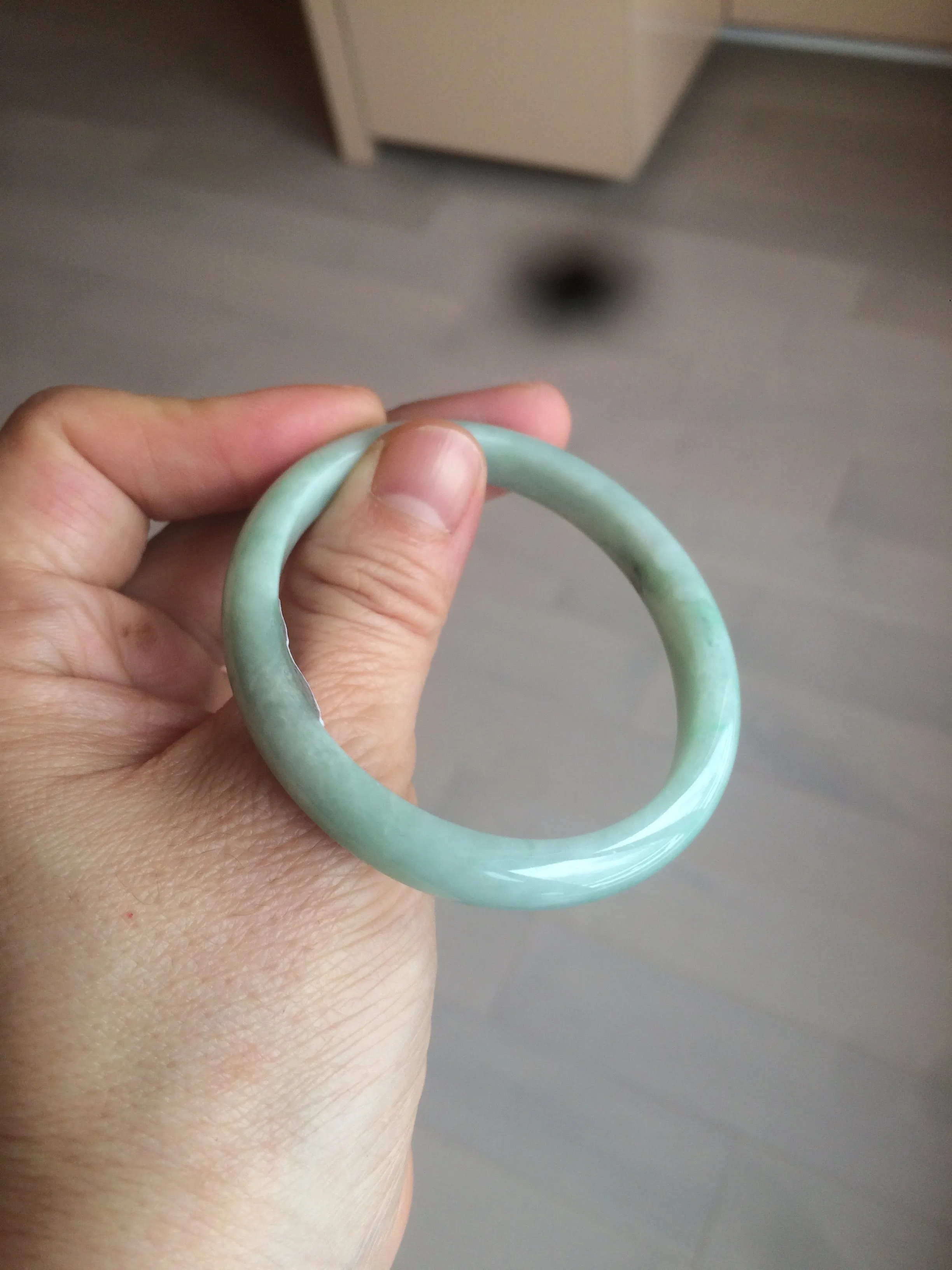 49mm certified 100% natural Type A light green/white oval jadeite jade bangle BG28-5445