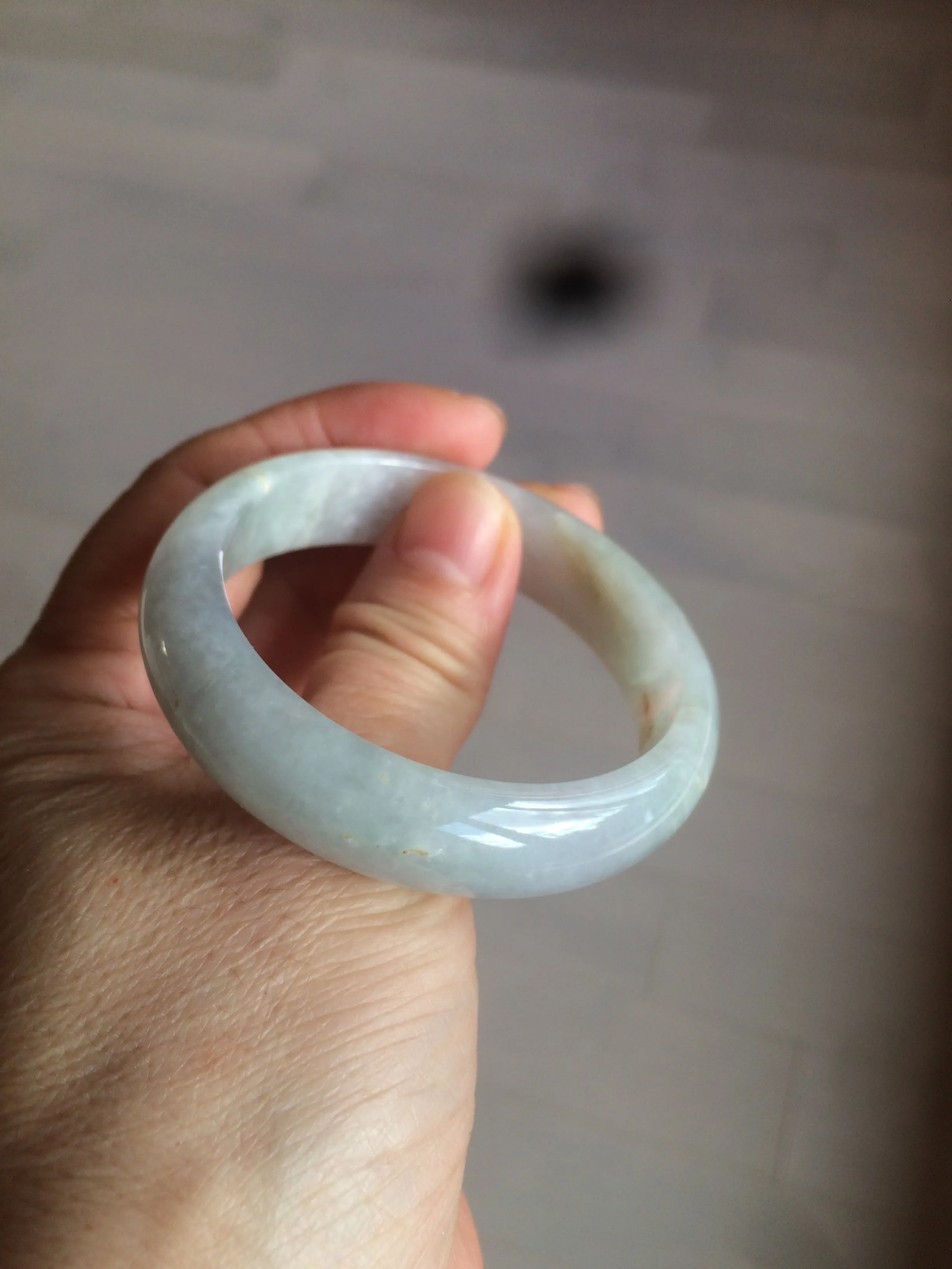 49mm Certified Type A 100% Natural icy light green/white/purple oval Jadeite Jade bangle etsy AT31-0627