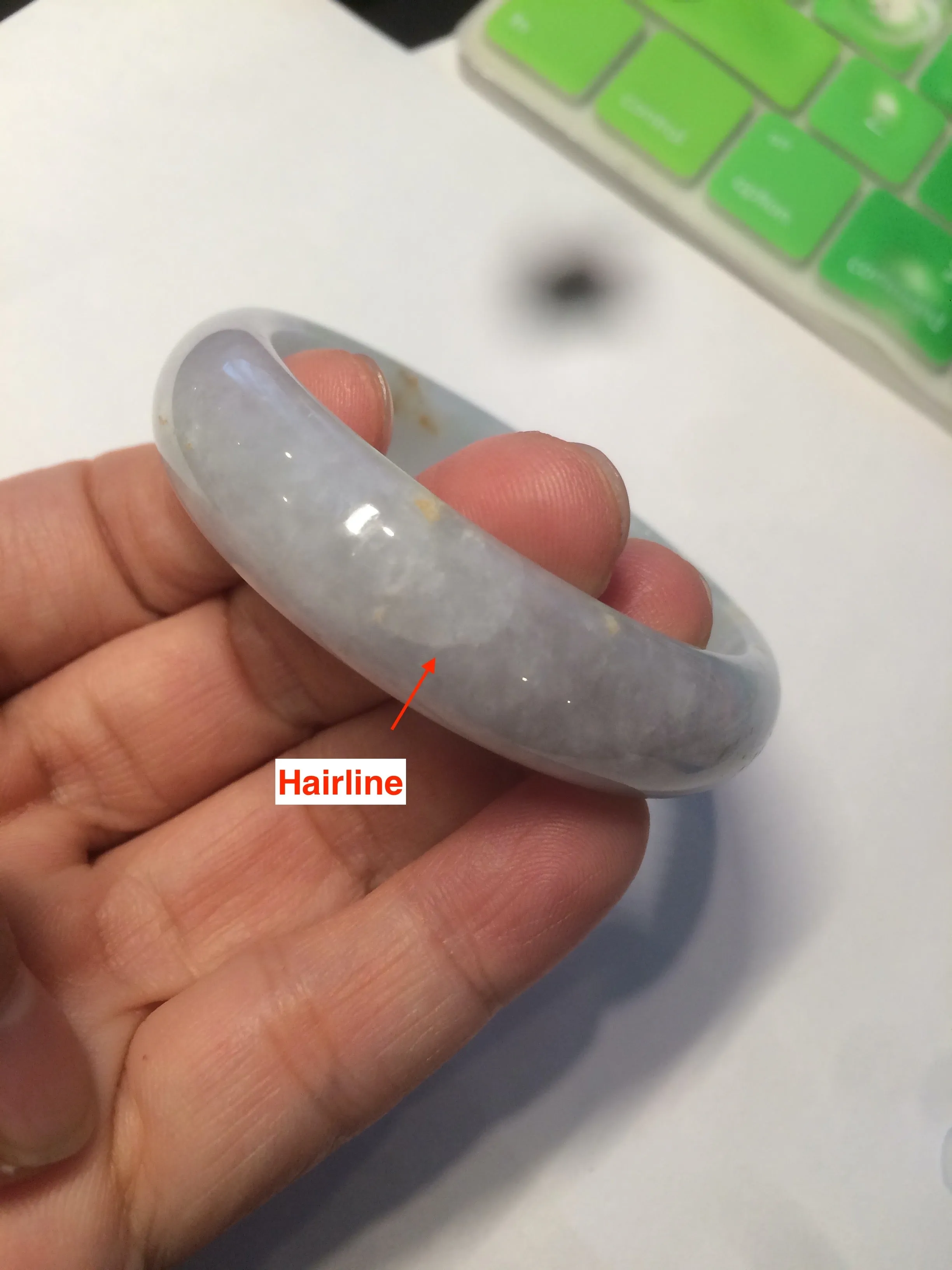 49mm Certified Type A 100% Natural icy light green/white/purple oval Jadeite Jade bangle etsy AT31-0627