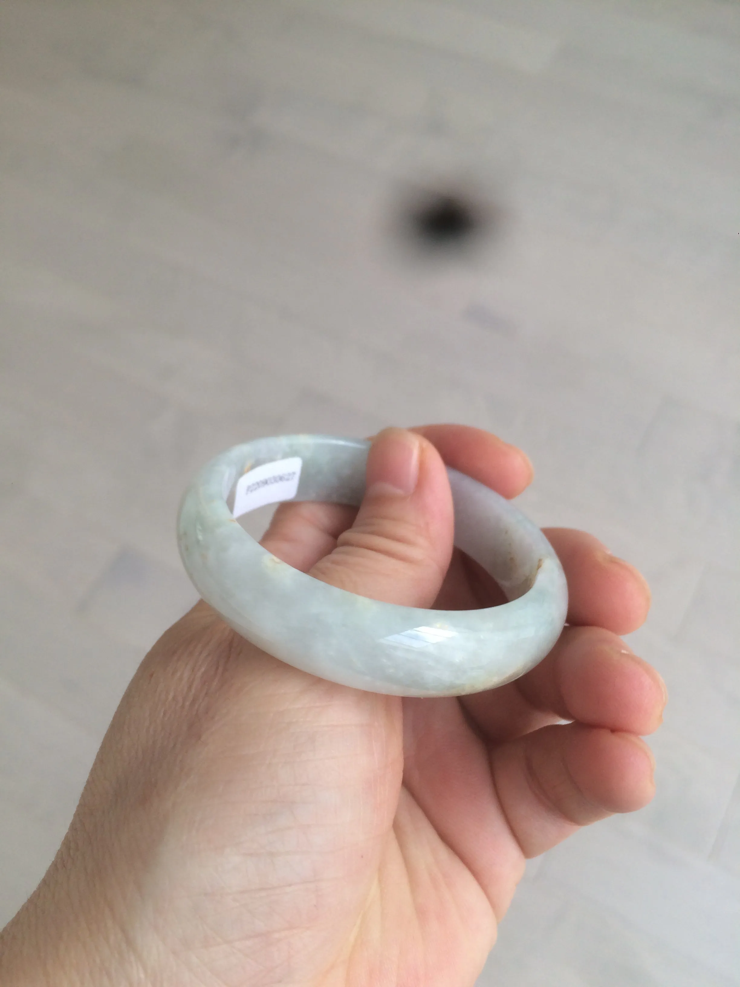 49mm Certified Type A 100% Natural icy light green/white/purple oval Jadeite Jade bangle etsy AT31-0627