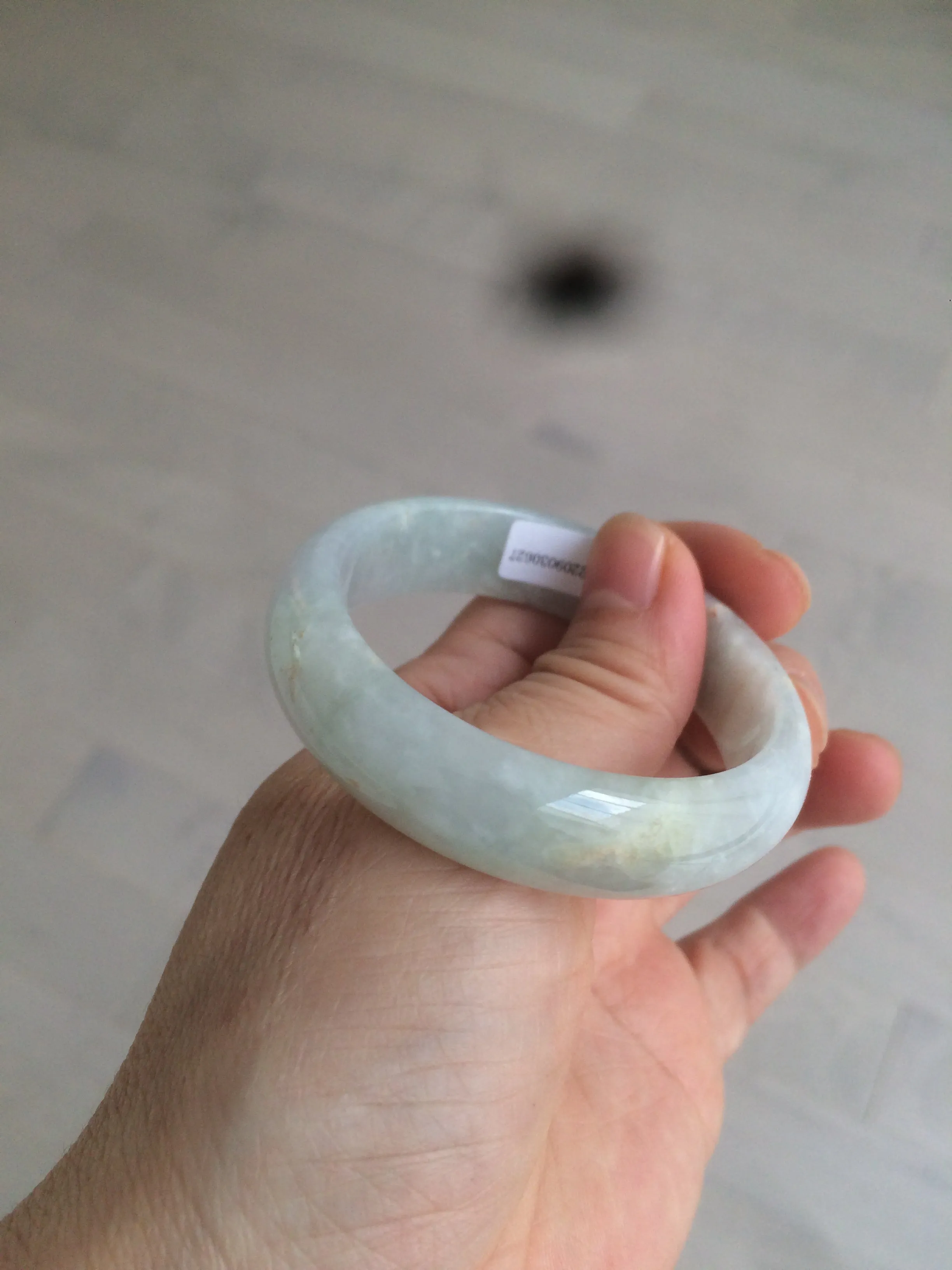 49mm Certified Type A 100% Natural icy light green/white/purple oval Jadeite Jade bangle etsy AT31-0627