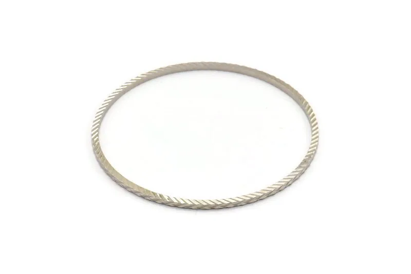 61mm Circle Connectors - 4 Textured Silver Tone Brass Circle Connectors (61x2x2mm) D1478 H0499