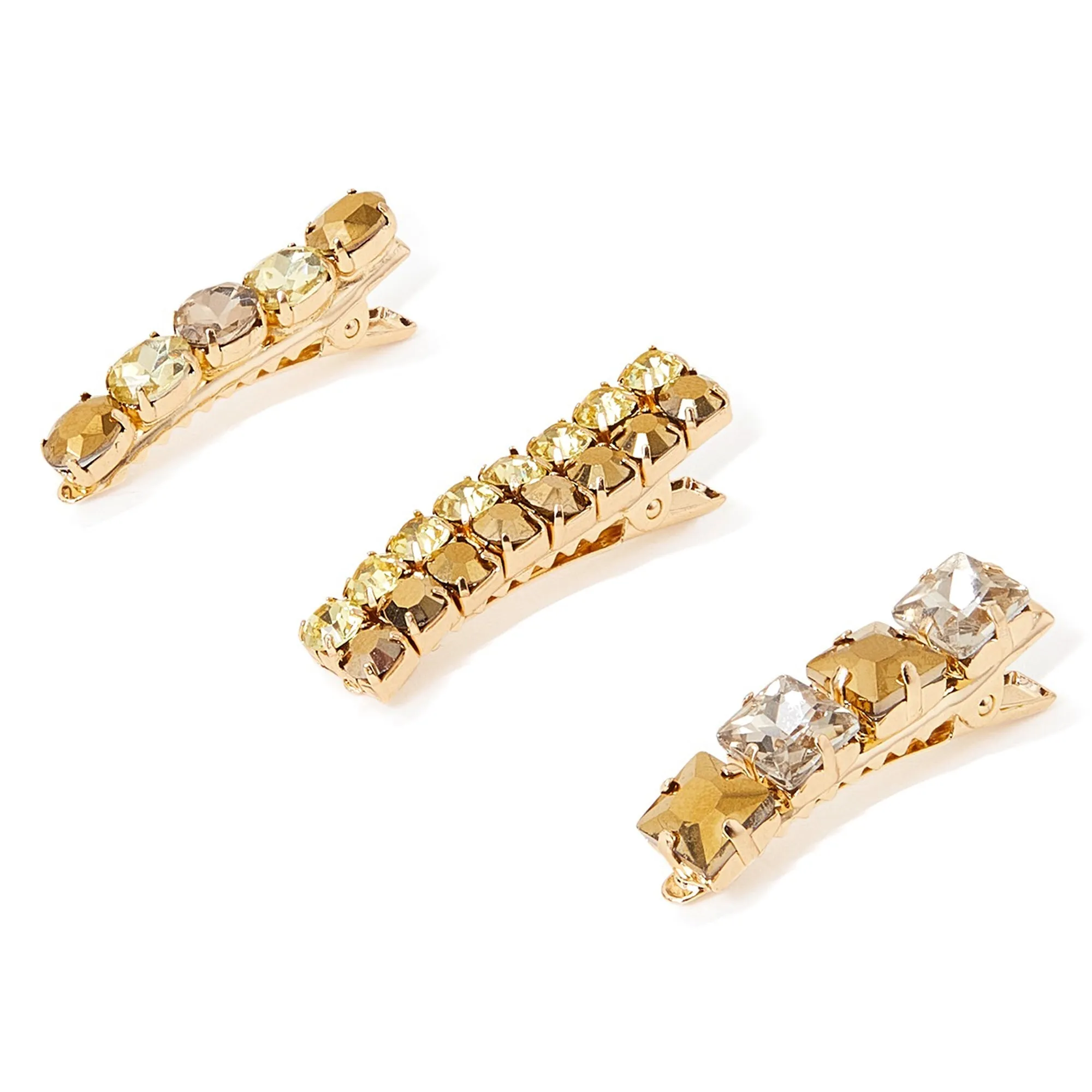 Accessorize London Multi Gem Snap Clips Set Of Three