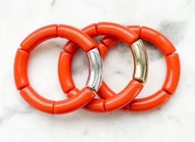 Acrylic Bamboo Bangle Bracelet "Burnt Orange''