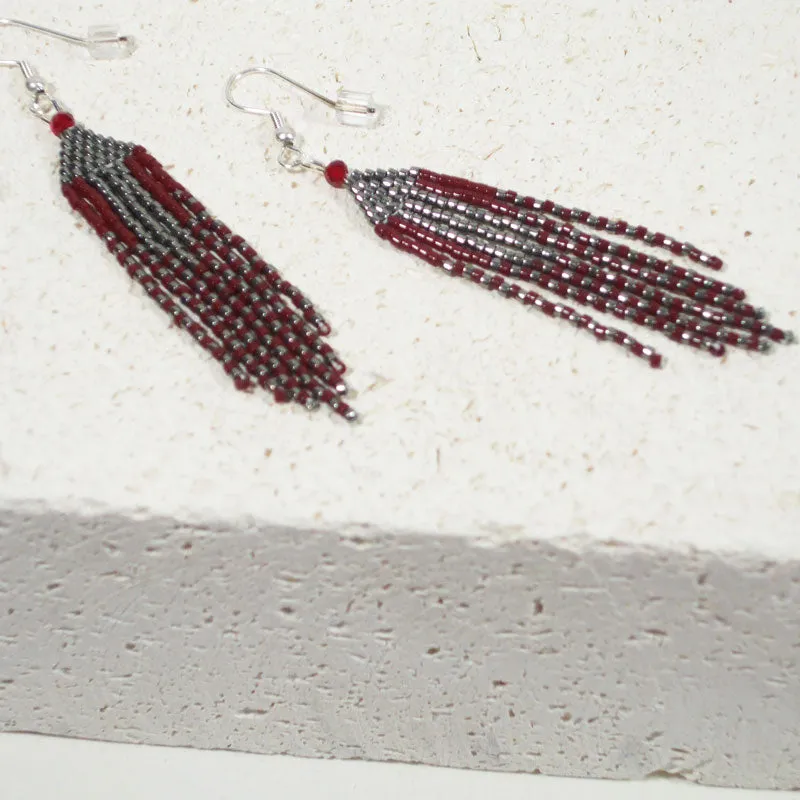 Adan Brick Fringe Dangle Earrings