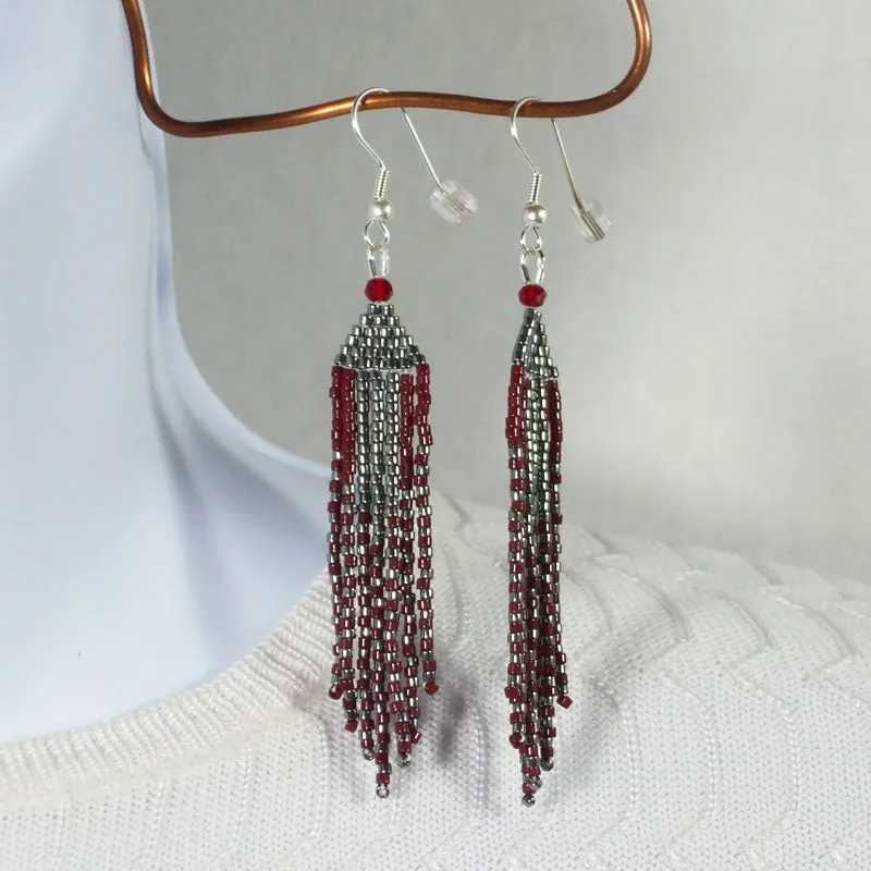 Adan Brick Fringe Dangle Earrings