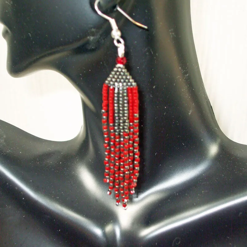 Adan Brick Fringe Dangle Earrings