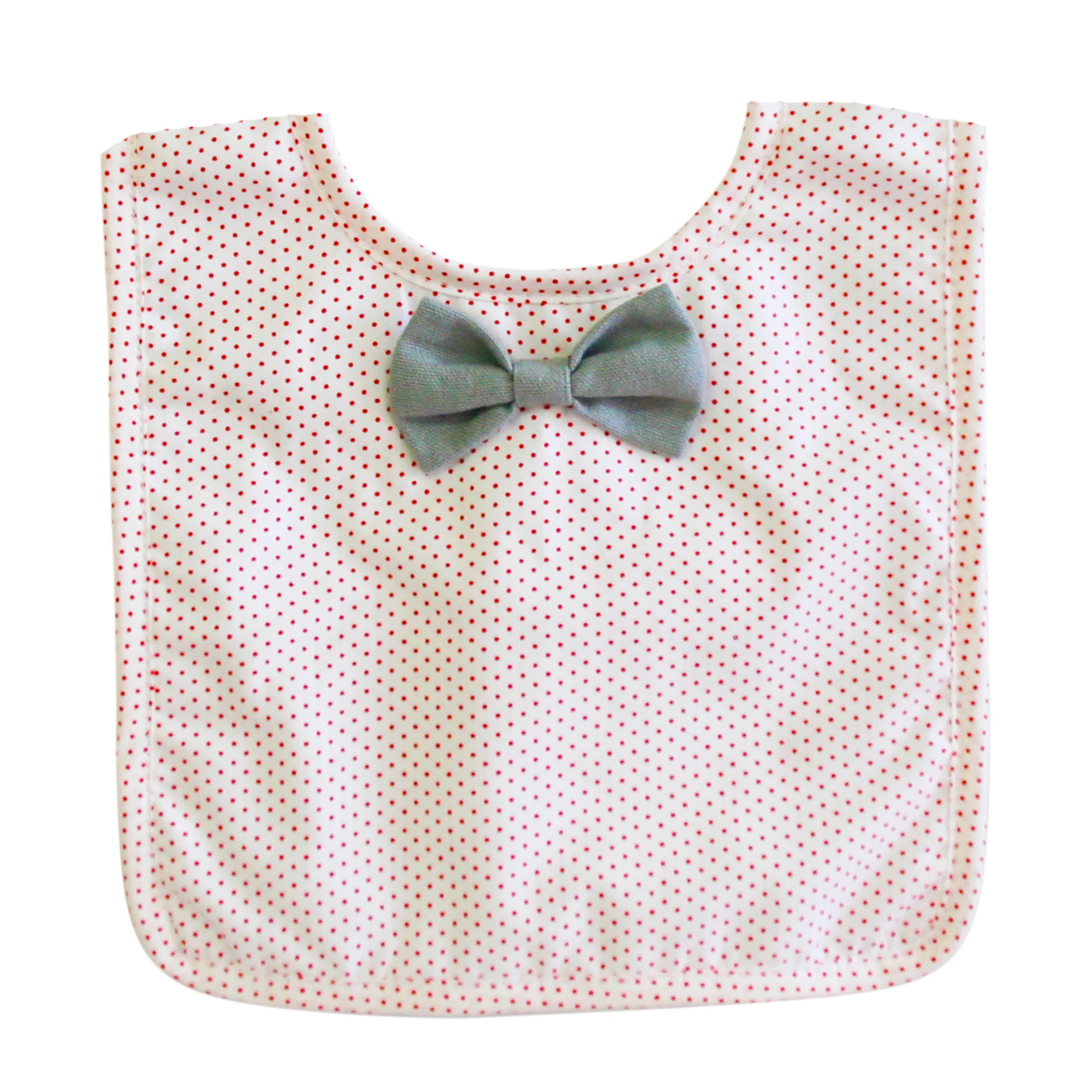 Alimrose - Bow Tie Bib - Red Spot/Grey