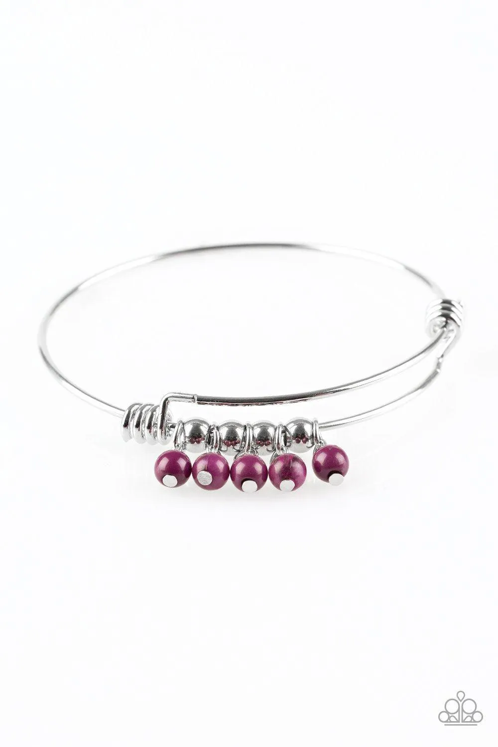 All Roads Lead to ROAM Purple Charm Bangle Bracelet - Paparazzi Accessories