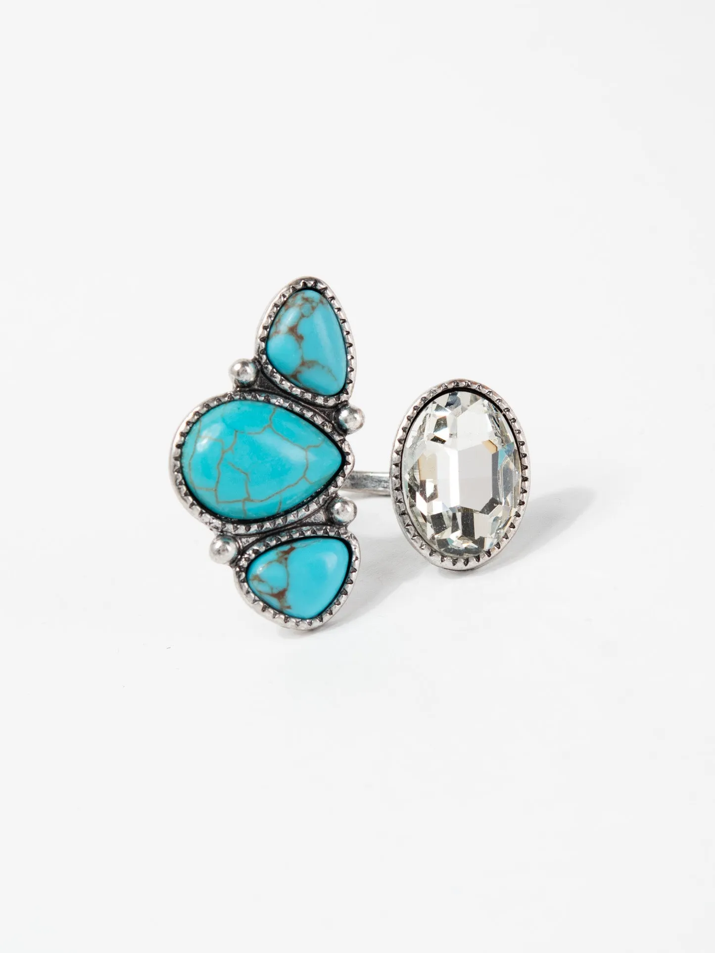 Amber Western Jeweled Turquoise Cuff Ring