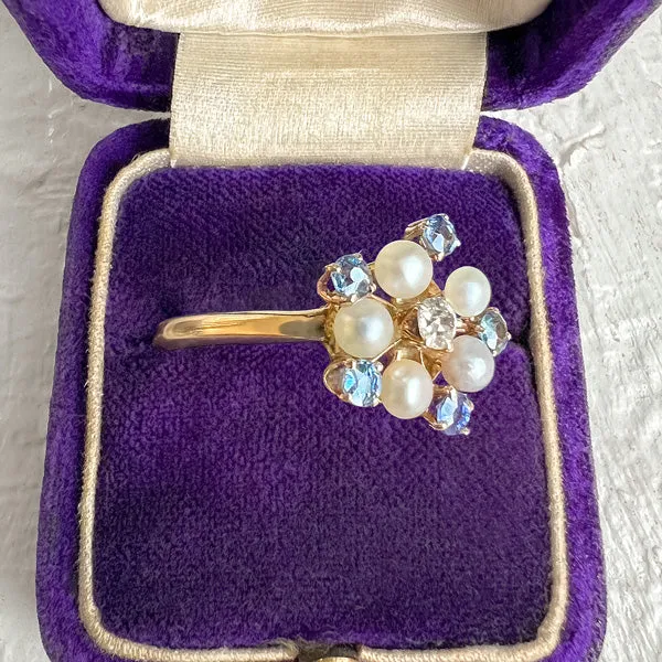 Antique Diamond, Pearl & Sapphire Ring