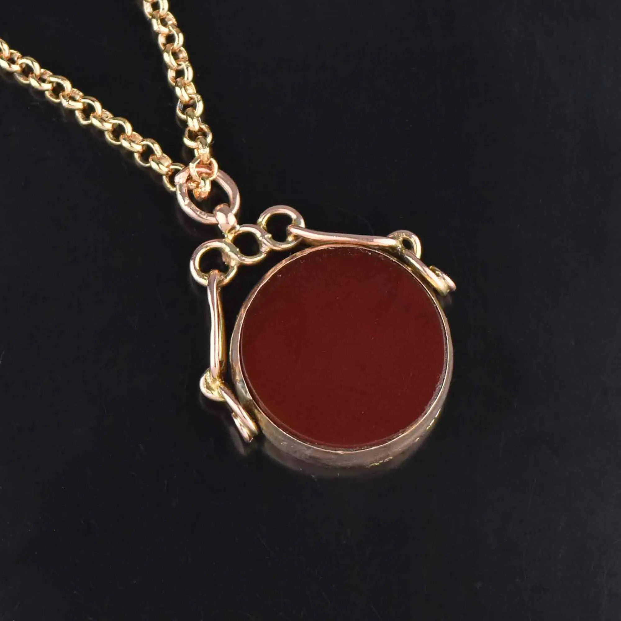 Antique Rose Gold Bloodstone Carnelian Swivel Watch Fob